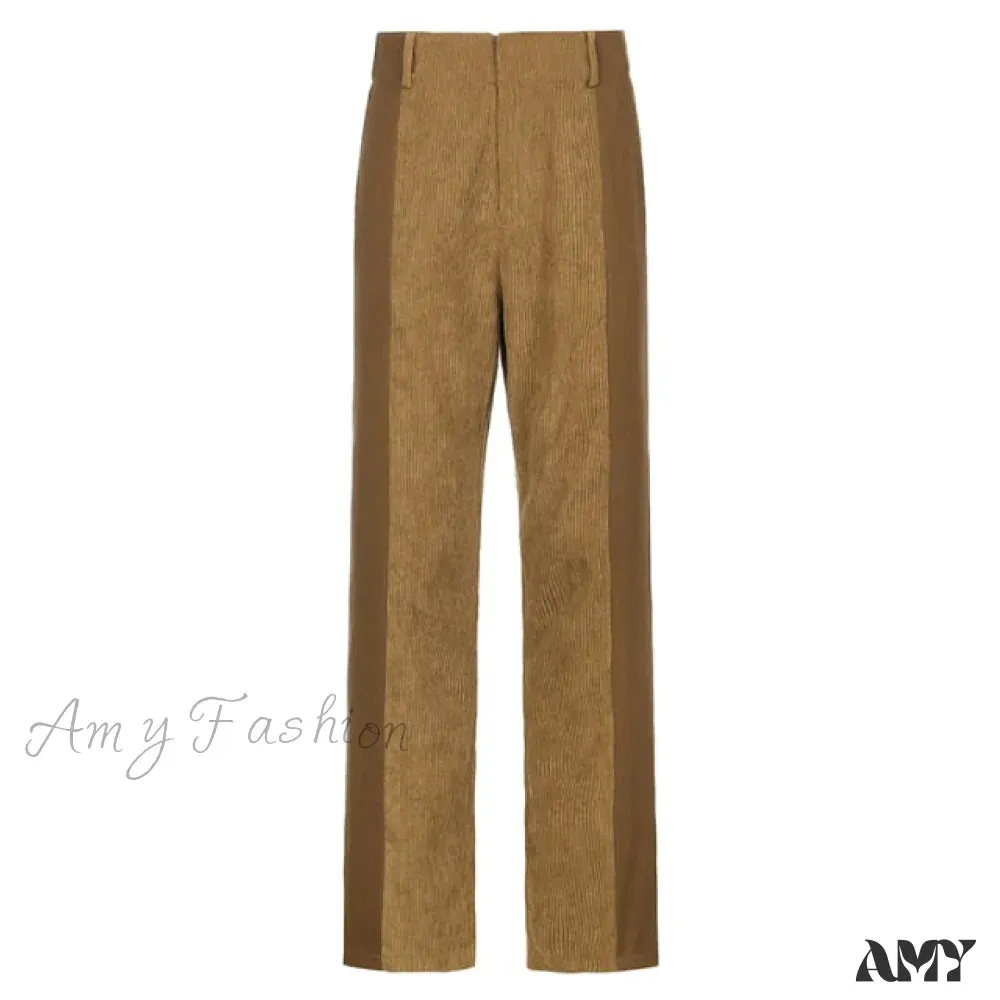 Amy Fashion - Elastic High Waist Corduroy Pants