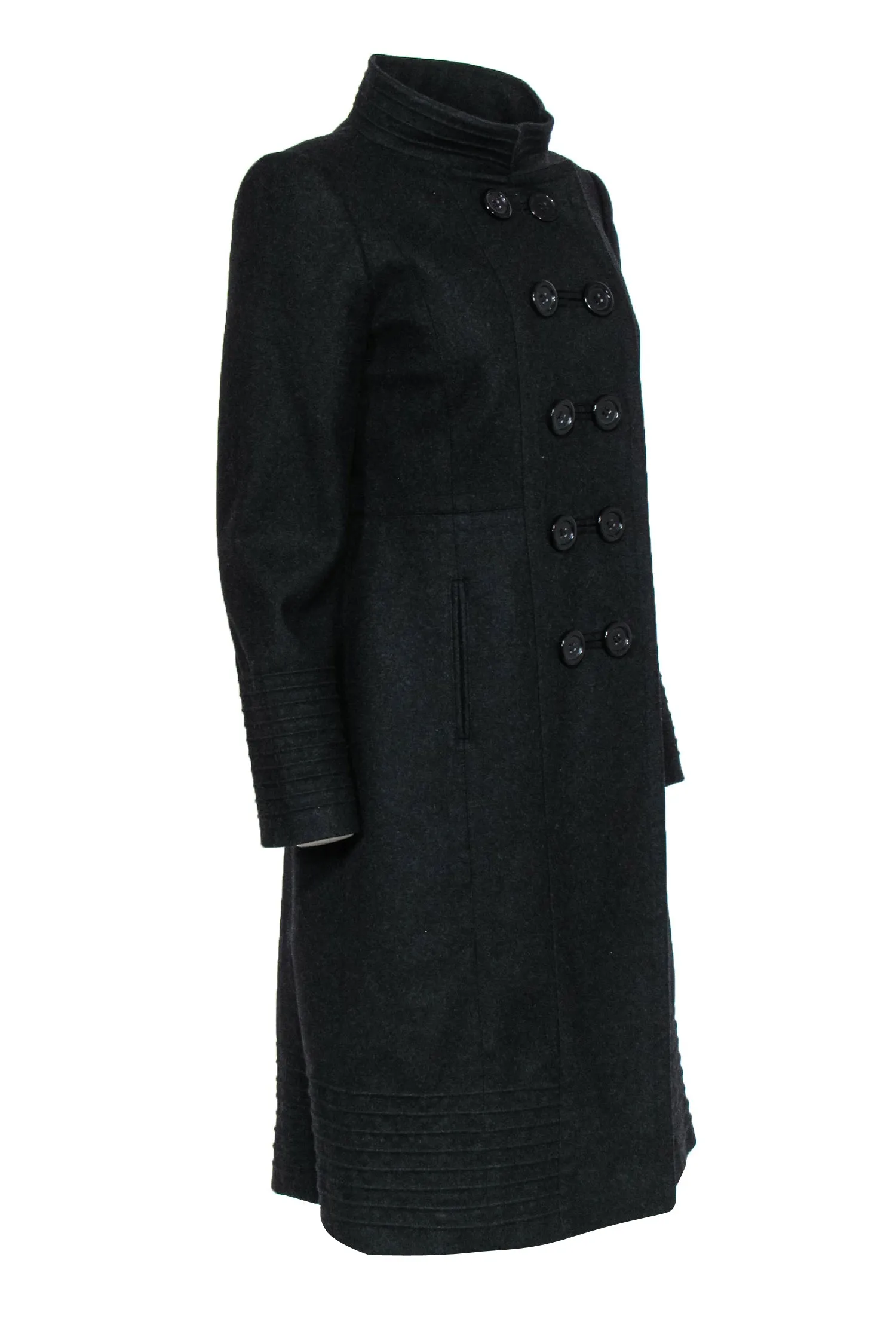 Antonio Melani - Black Wool Blend Double Breasted Longline Coat Sz 4