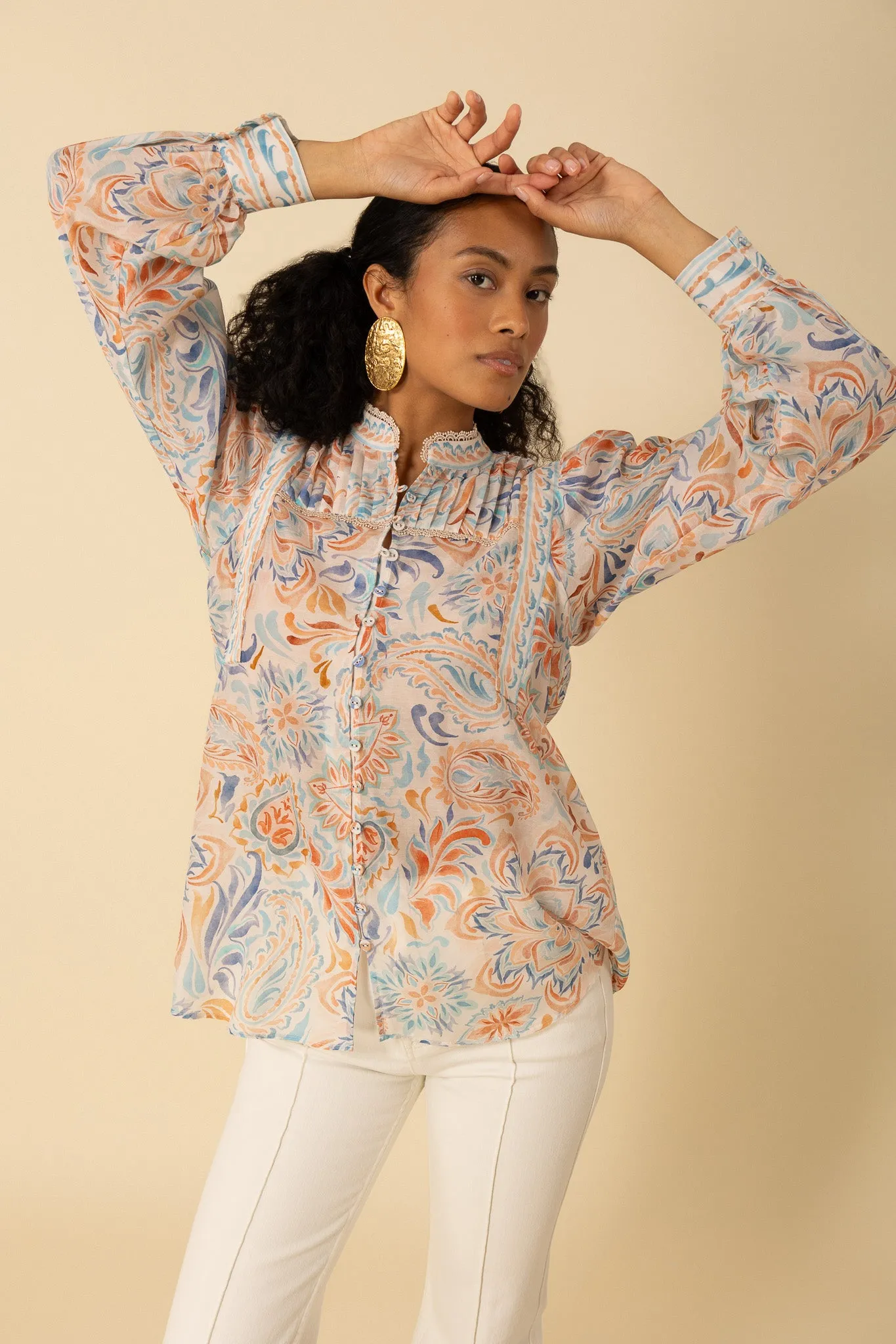 Beige Calliope Washed Voile Blouse