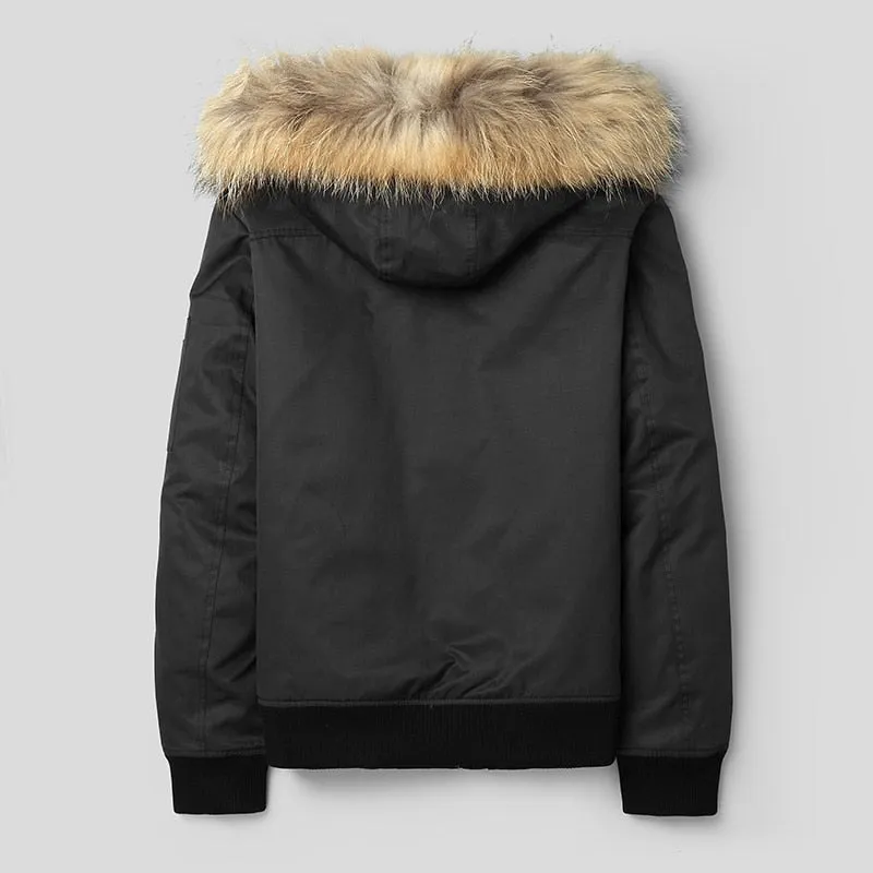 Black Real Fur lining Real Fur Parka Down Coat