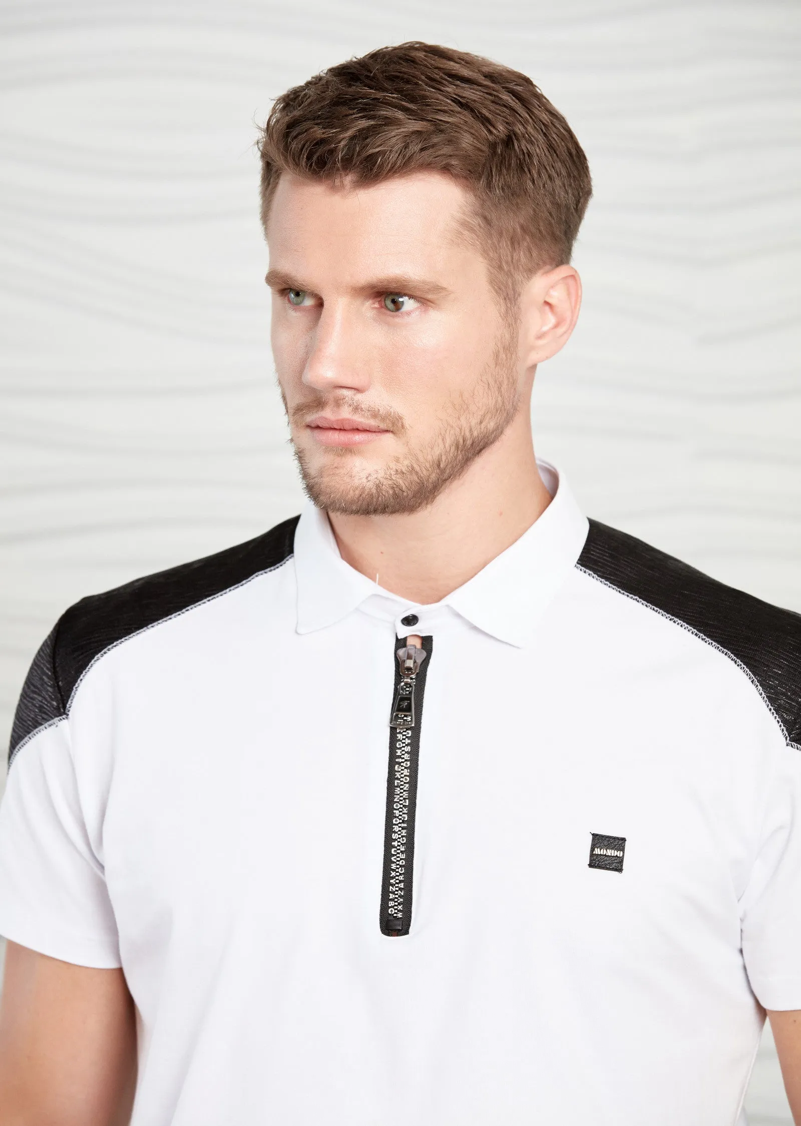 Black White Quarter-Zip Polo