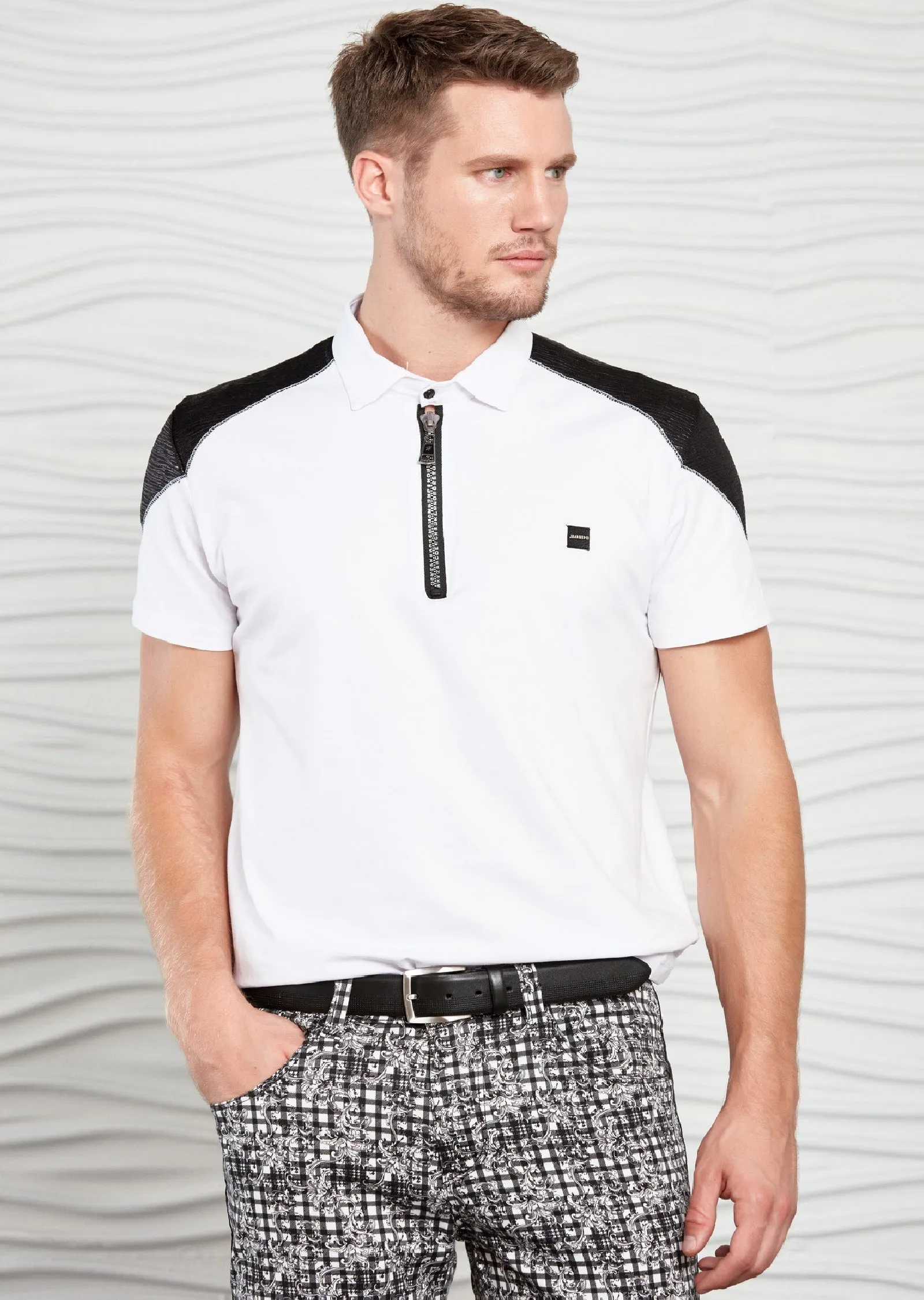 Black White Quarter-Zip Polo