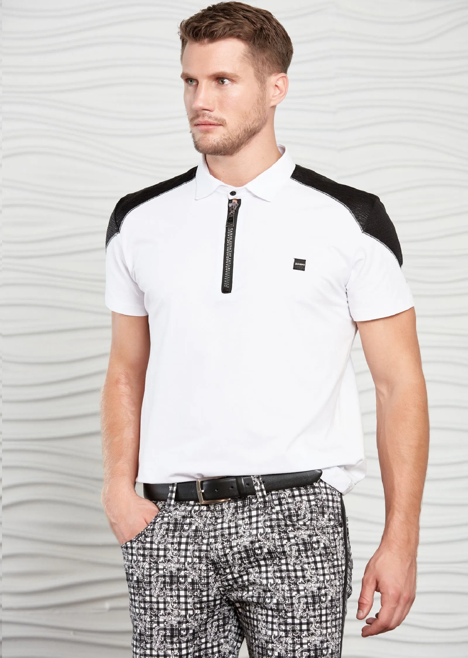 Black White Quarter-Zip Polo