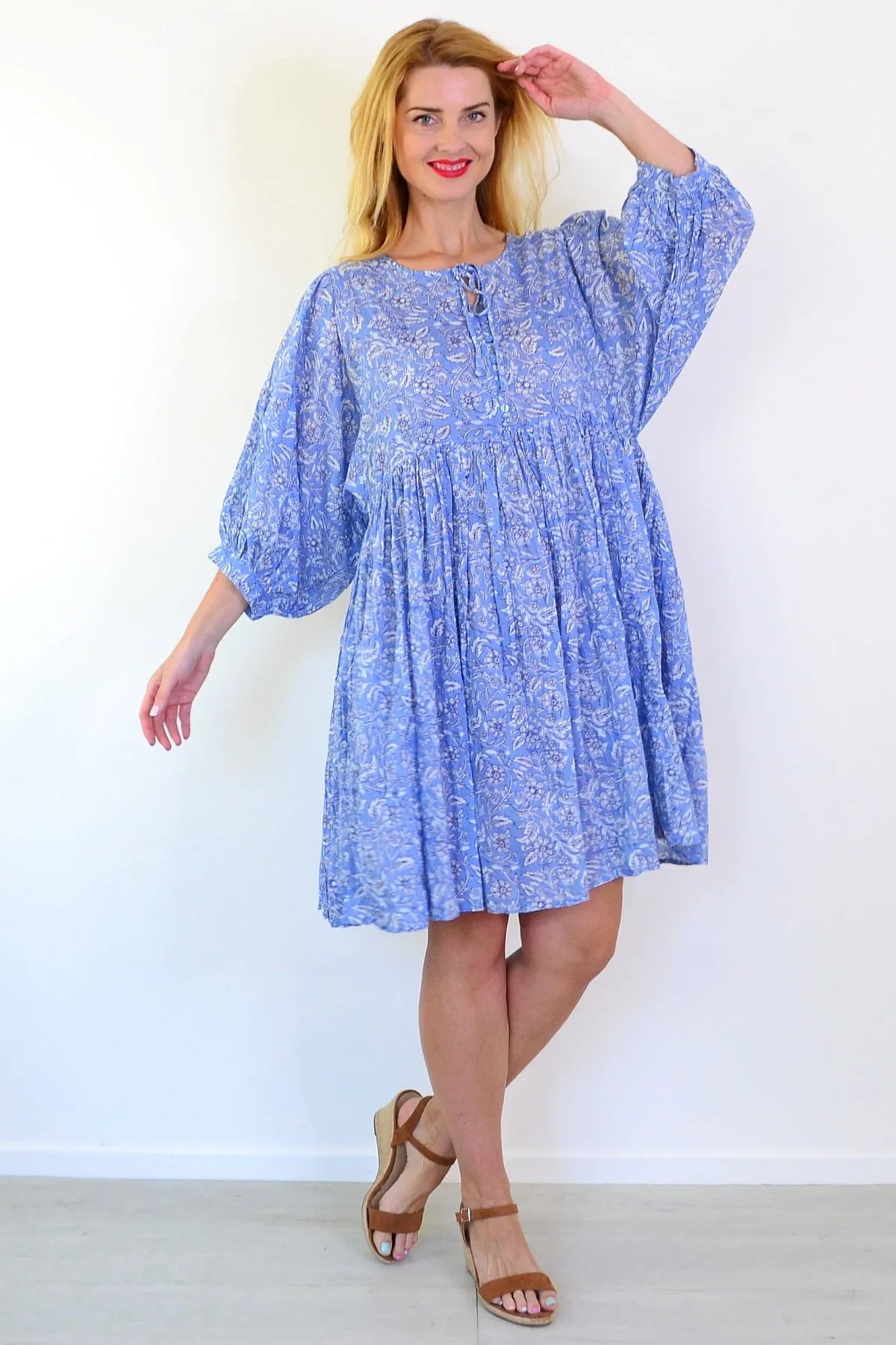 Blue Frida Boho Tunic Dress