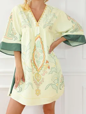 Bohemian Vibe Multicolour Kimono Dress with Floral Print