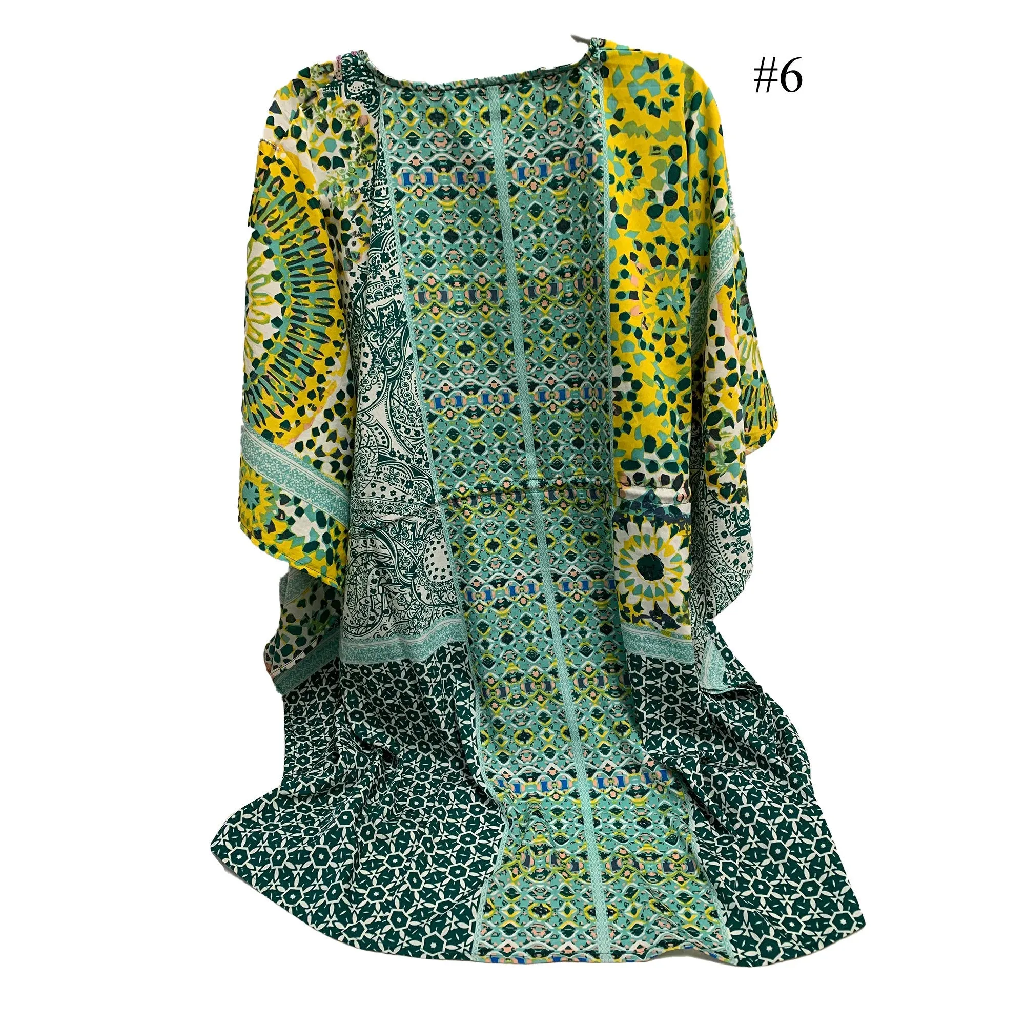 Boho Sequined Ethnic Print Short Caftan Beach Loose Fit Tunic Soft Silky Dress Shila Plus size Dress