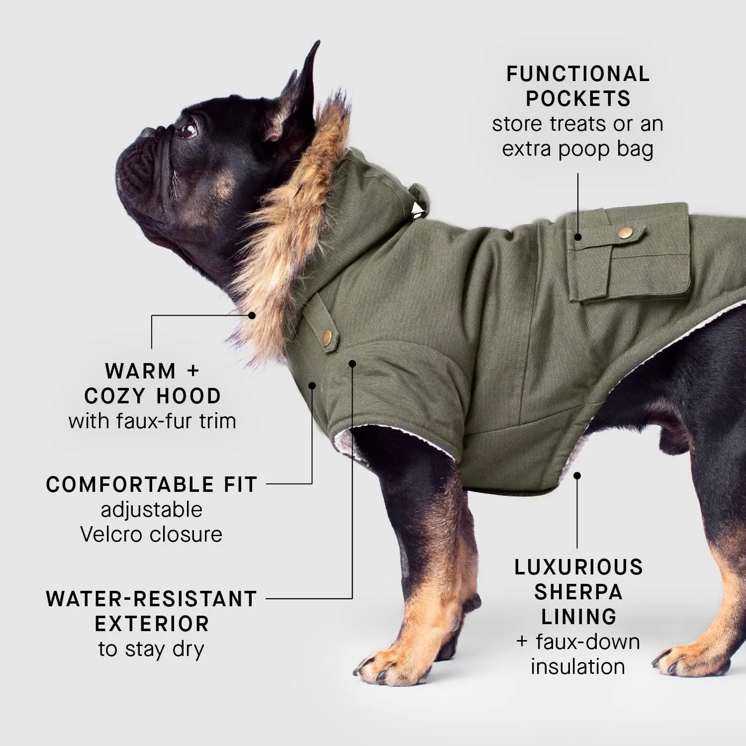 Canada Pooch Alaskan Army Parka Size 14  Army Green Insulated Dog Coat