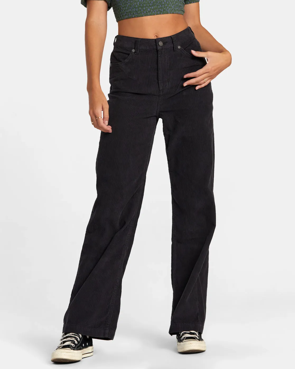 Coco Corduroy Wide Leg Pants - RVCA Black