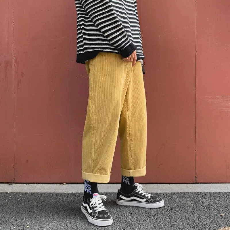 Corduroy wide leg casual pants