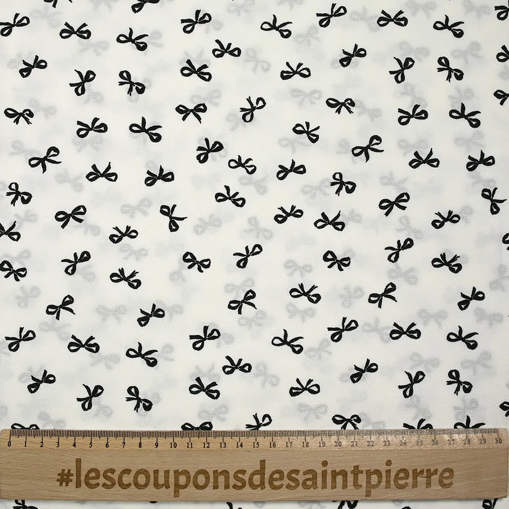 Crêpe de viscose imprimé nœud noir fond blanc