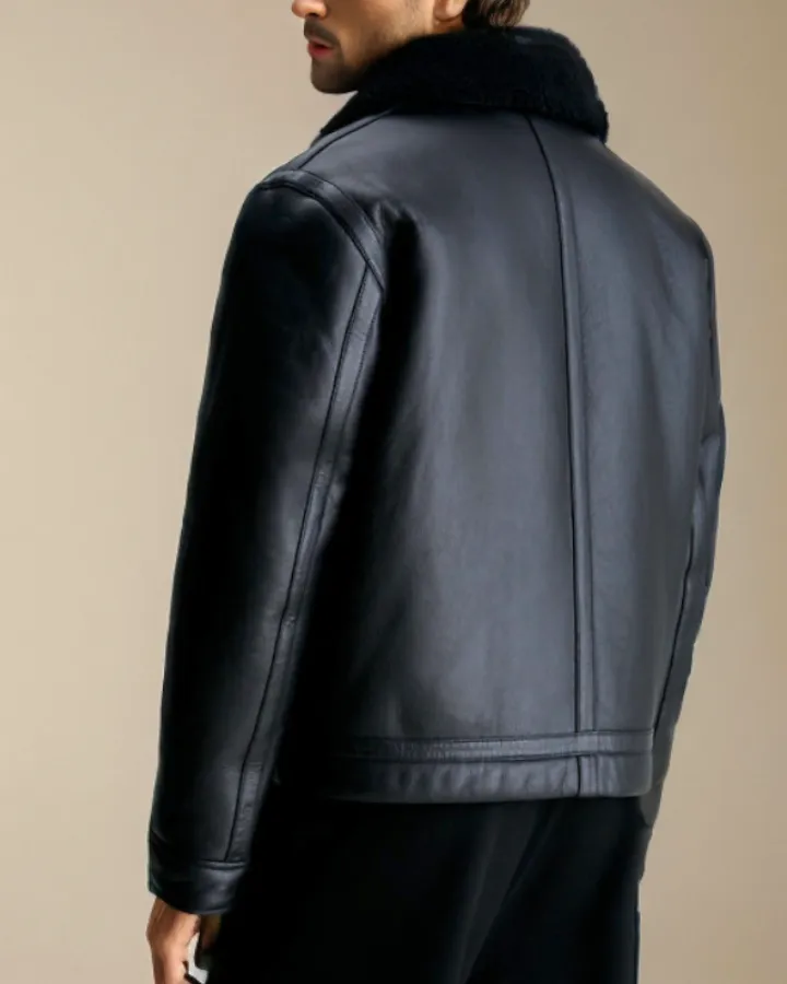 Dastan Shearling Racer Leather Jacket