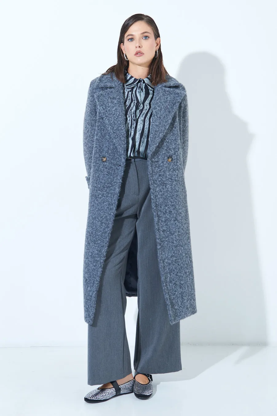 Double-breasted long wool coat wholesale