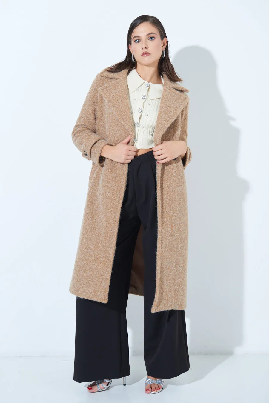 Double-breasted long wool coat wholesale