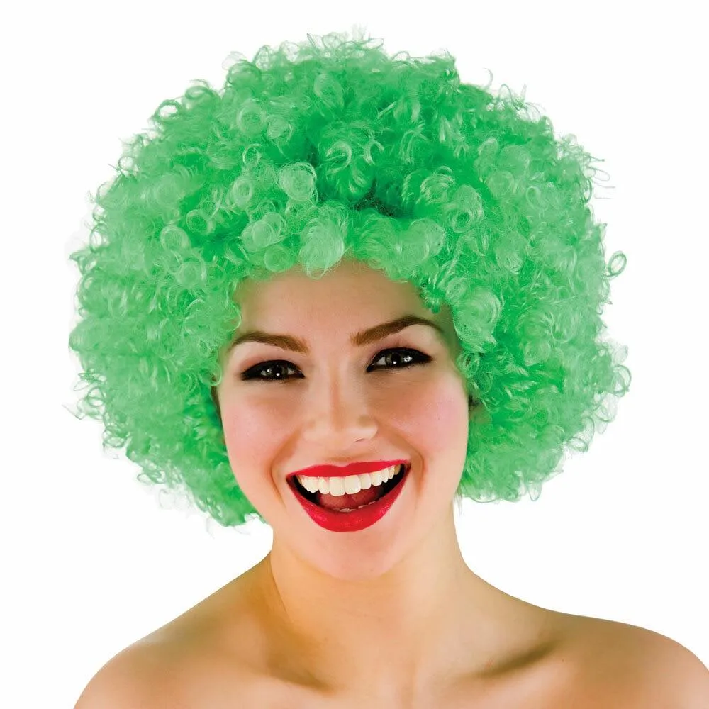 Funky Green Afro Wig 70s Disco Boogie Clown Fancy Dress