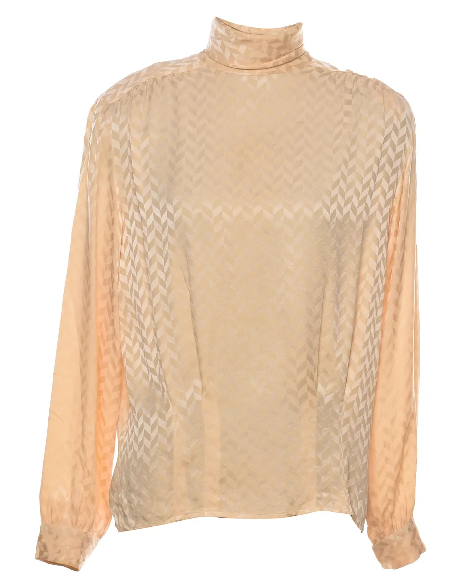 Geometric Patterned Silk Evening Blouse - L