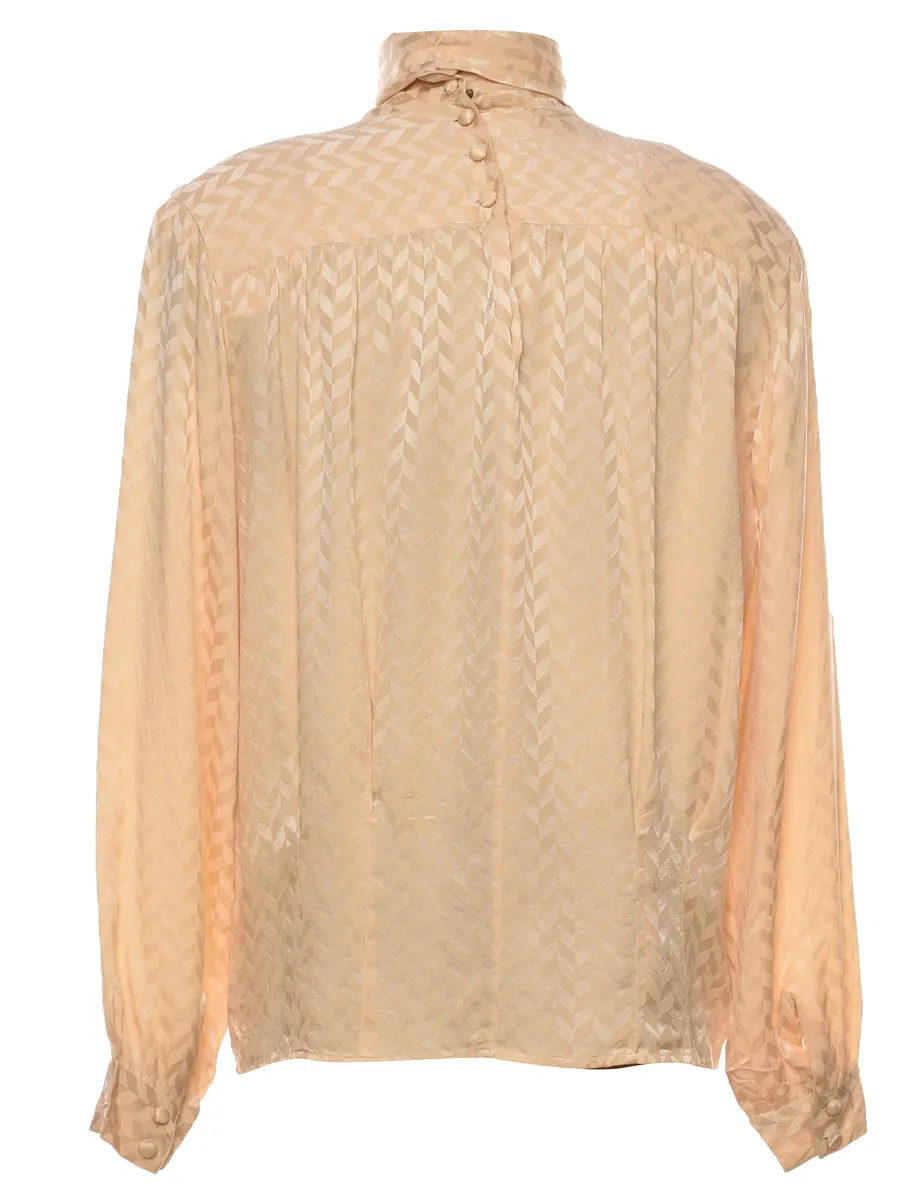 Geometric Patterned Silk Evening Blouse - L