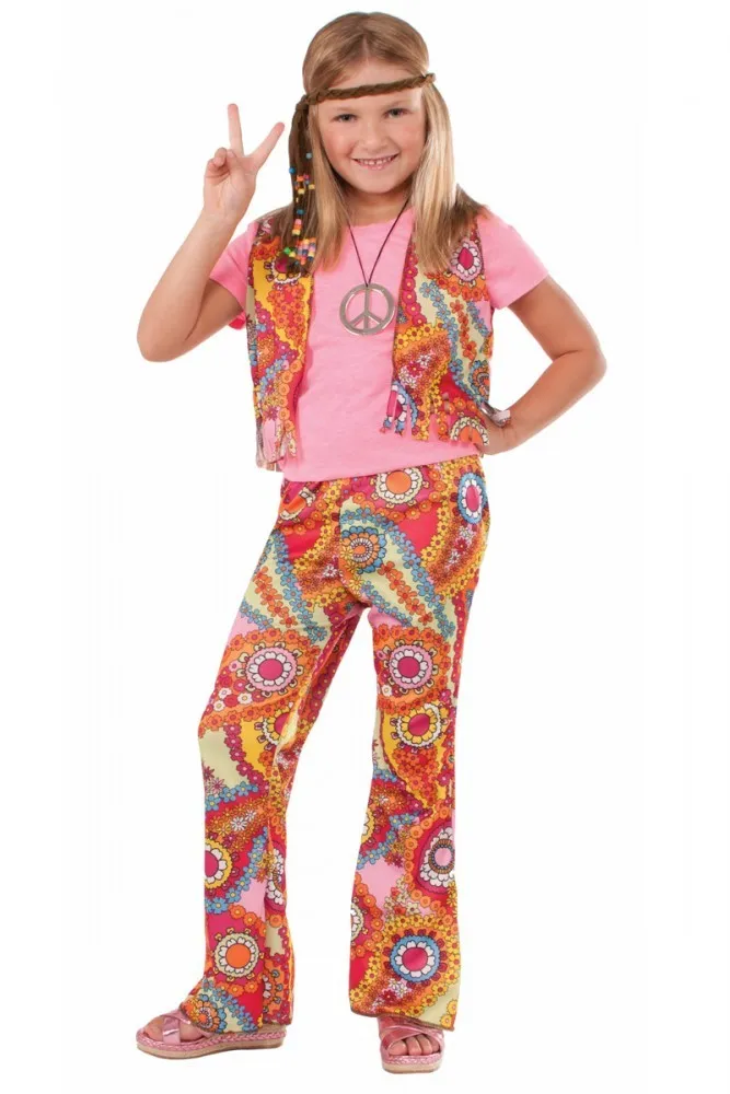 Girls 1970s Funky Retro Hippie Costume - Small