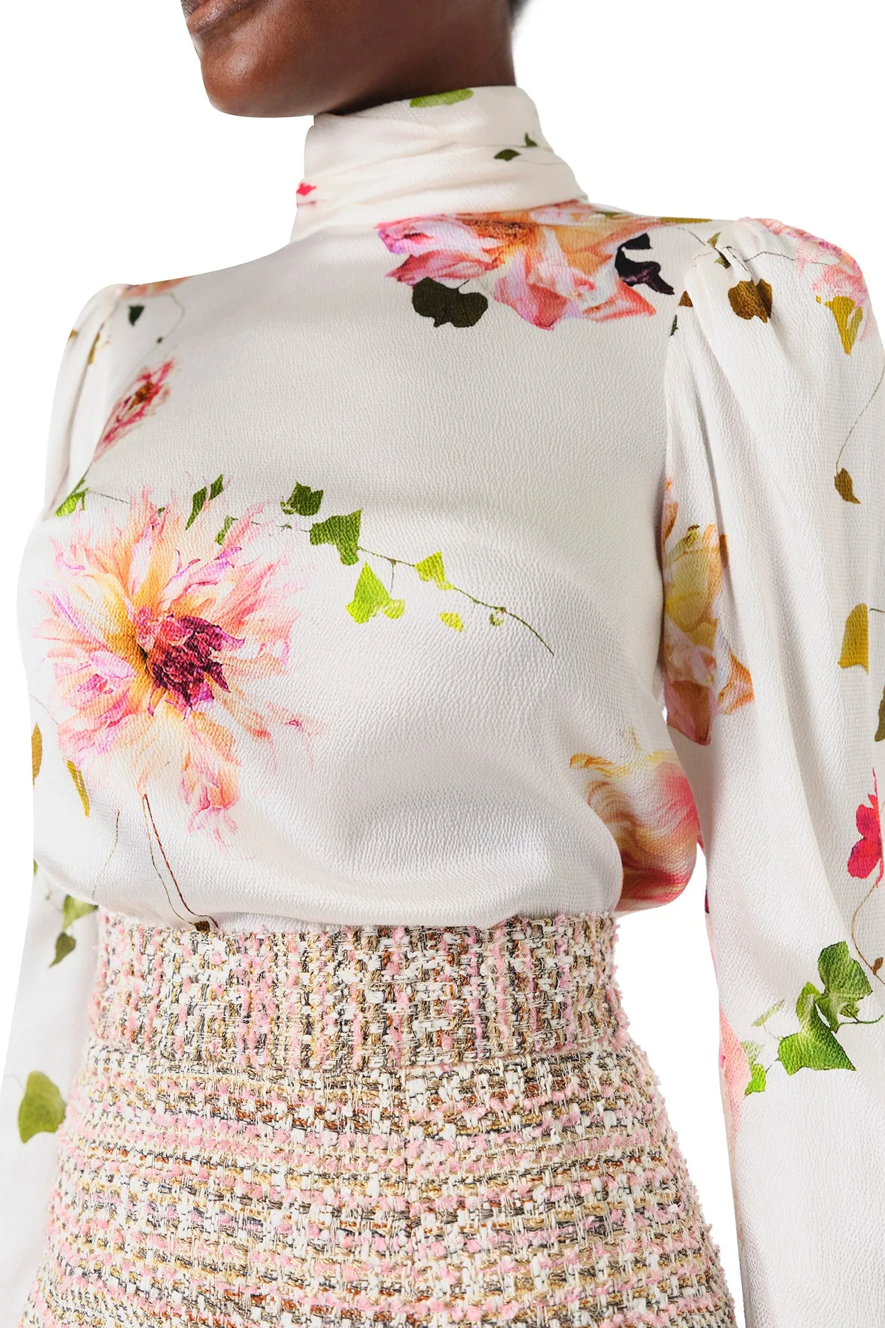 High Neck Floral Blouse