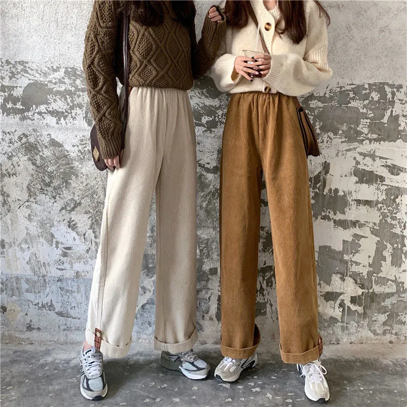 High Waist Full Corduroy Wide Leg Pants