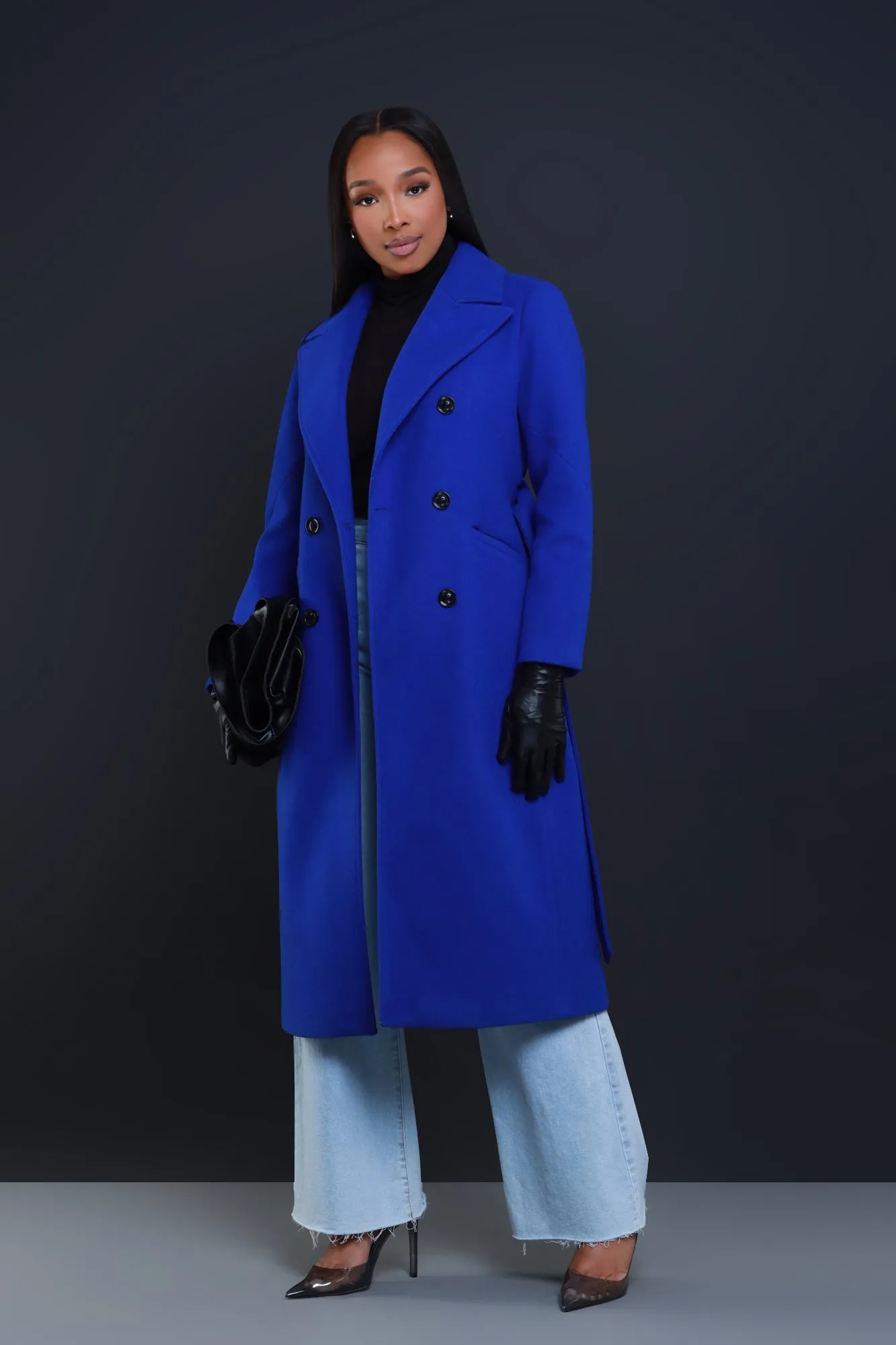 In My Prime Double Breasted Wool Coat - Blue