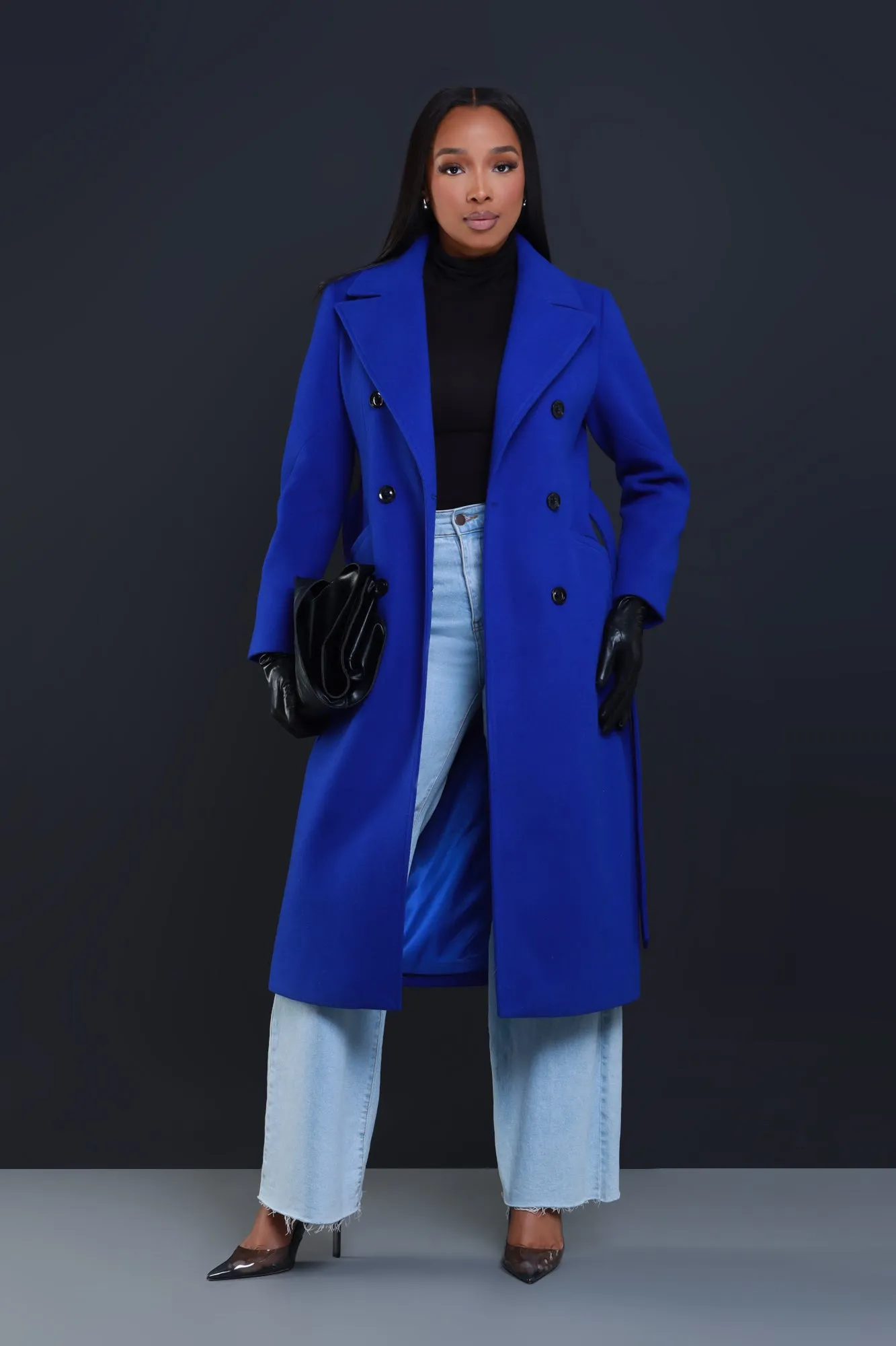 In My Prime Double Breasted Wool Coat - Blue