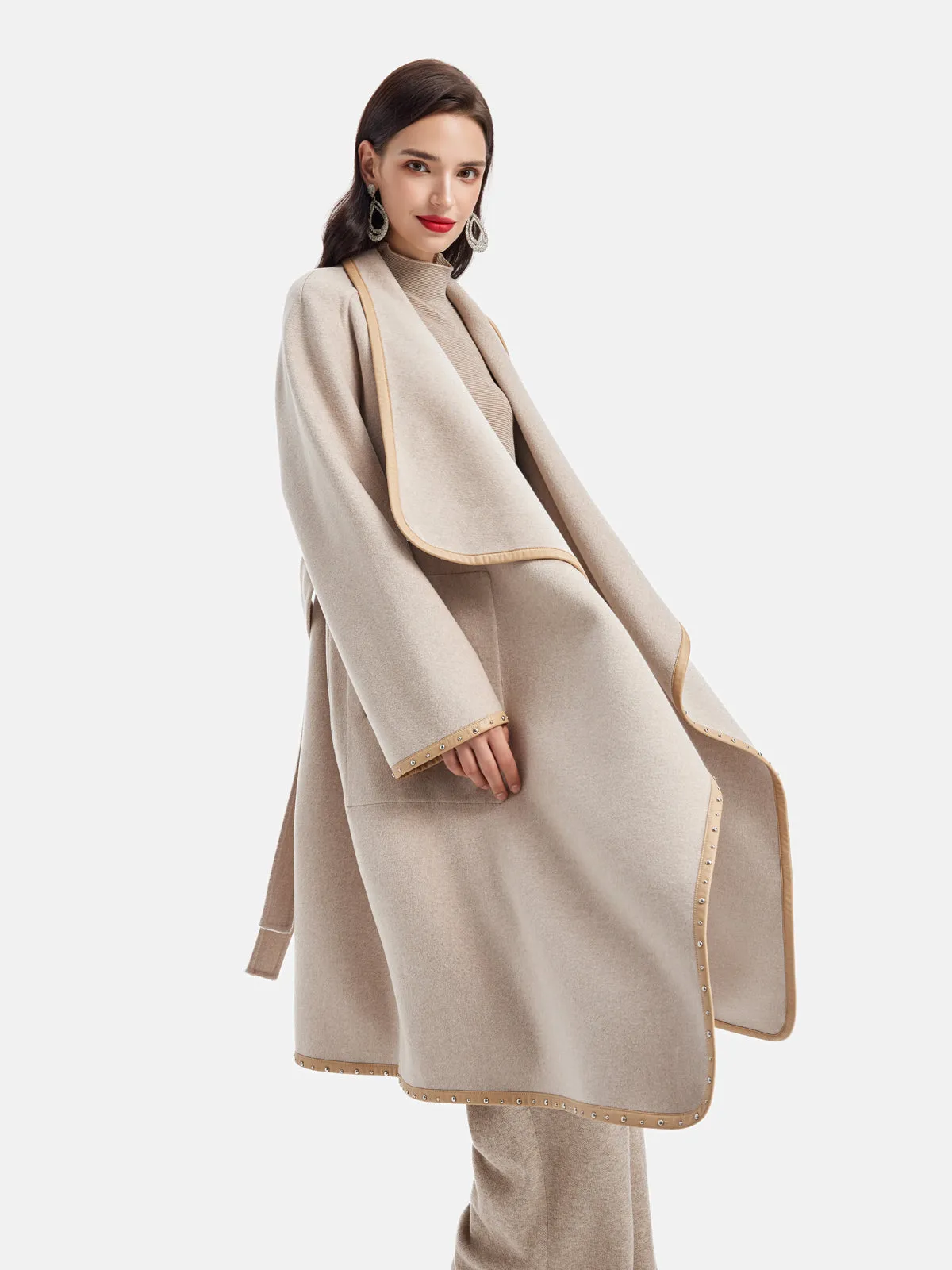 Irregular Silhouette Mid-Length Cashmere Coat