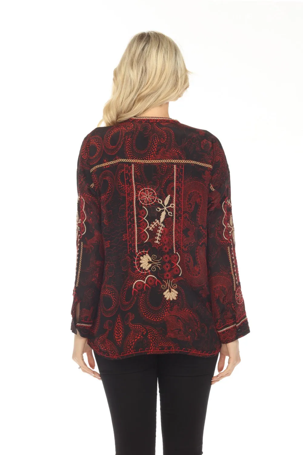 Johnny Was Biya Belina Silk Embroidered Tunic Top Plus Size B23823AOX