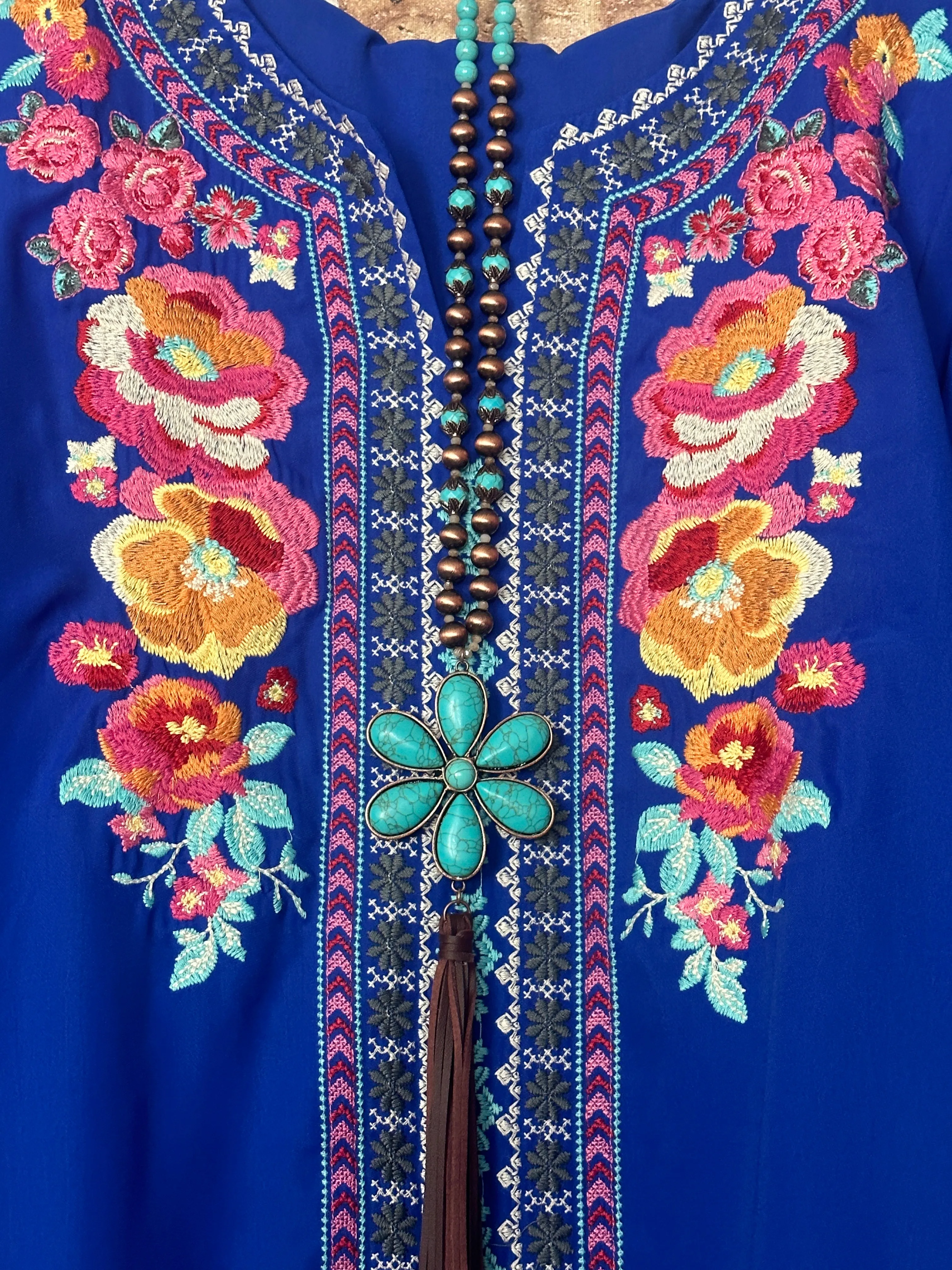 Jolie Embroidered Royal Blue Tunic