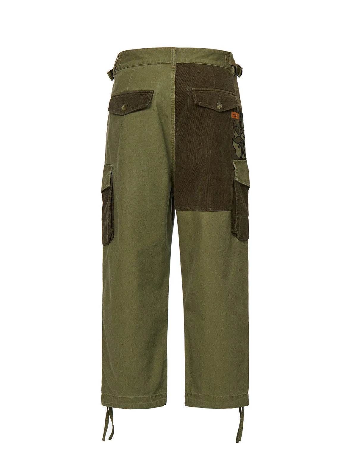 Kamon Appliqué Fabric Blocking Cargo Pants