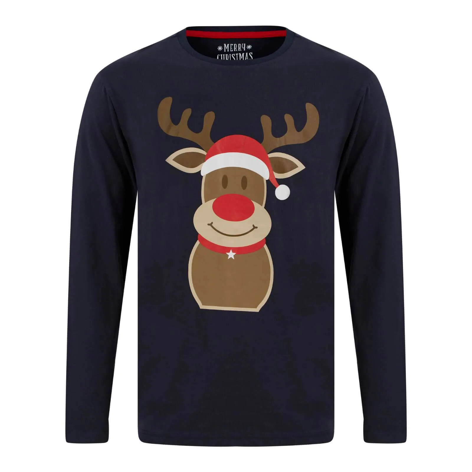 Kids Christmas Pyjama Set Rudolph Print Top Red Navy