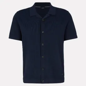 Limeos Slim Fit Button Front Cotton Polo Shirt / Navy