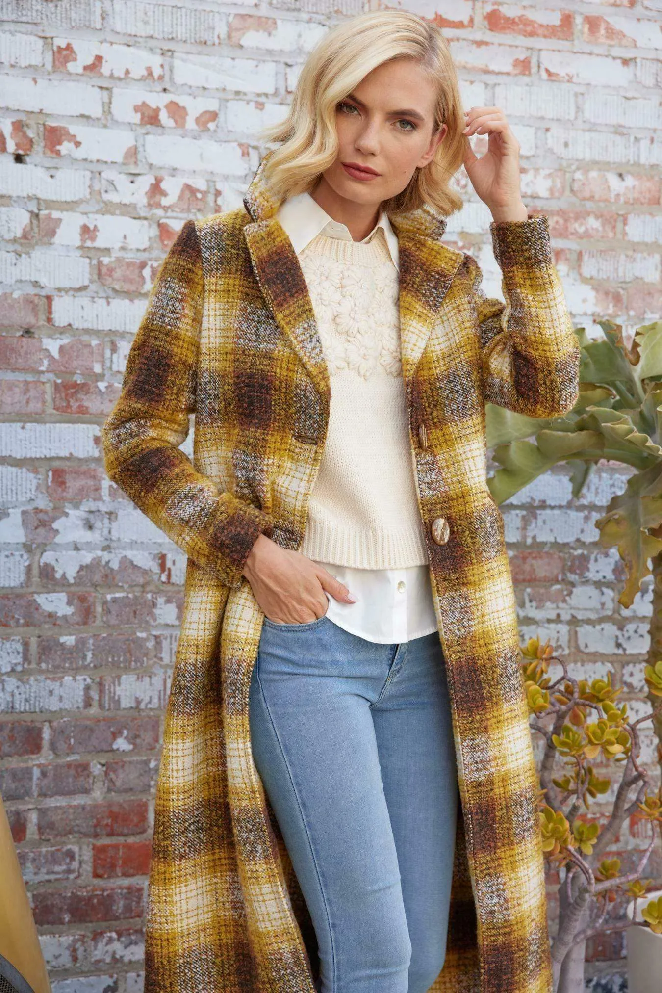 Longline Plaid Coat