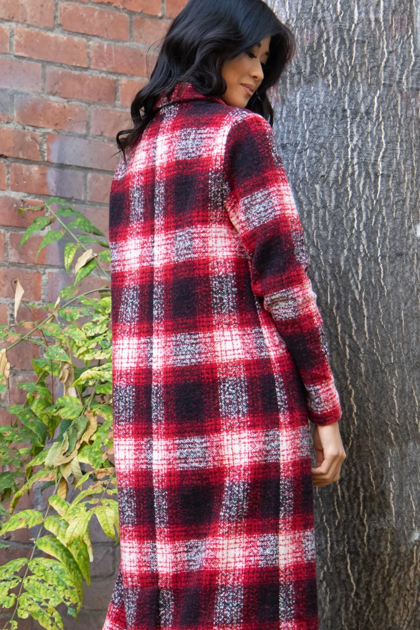 Longline Plaid Coat