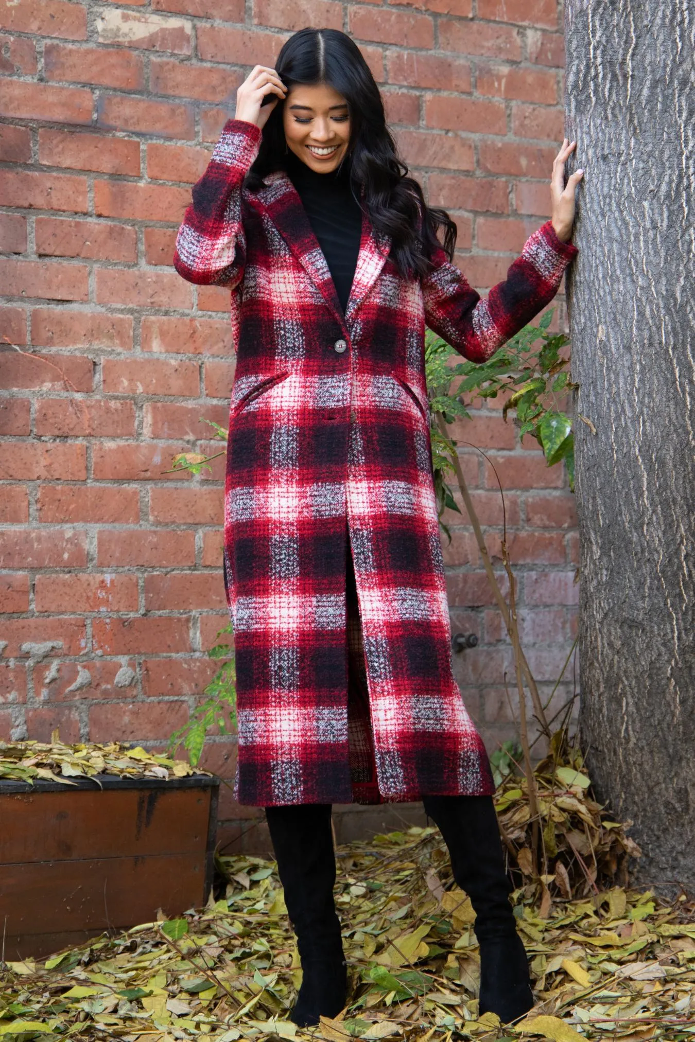 Longline Plaid Coat