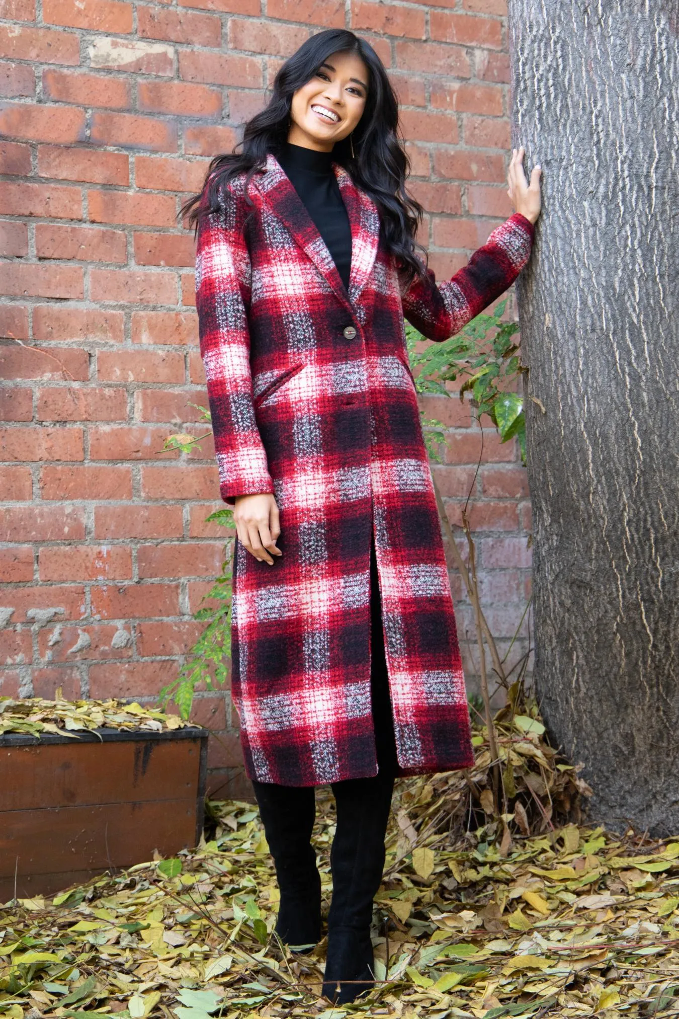 Longline Plaid Coat