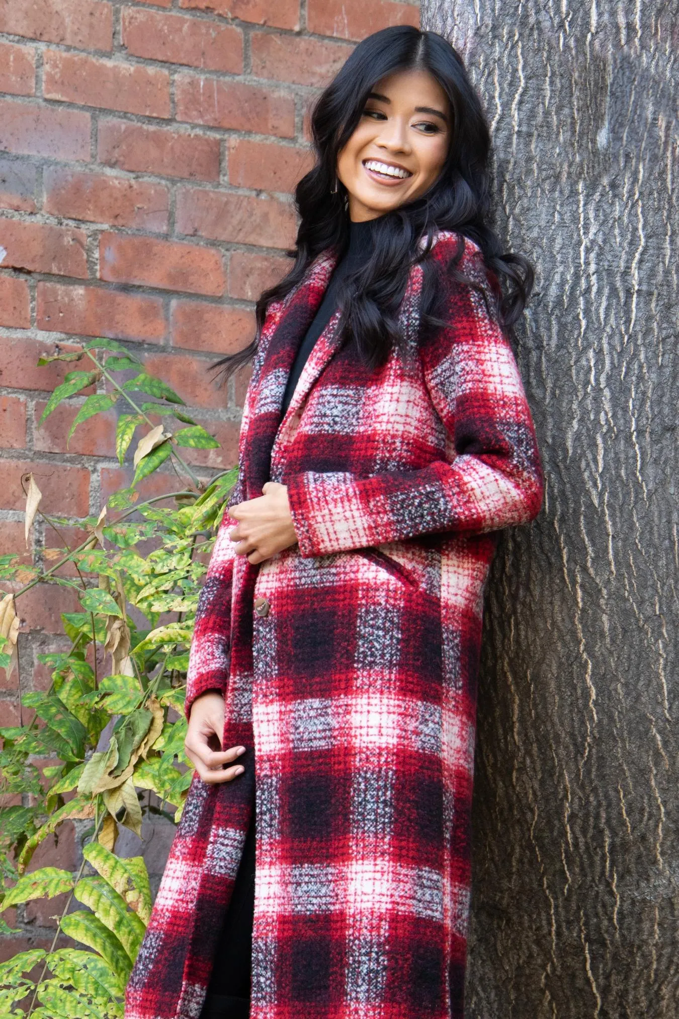 Longline Plaid Coat