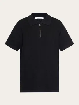 Loose short sleeve polo - GOTS/Vegan - Black Jet