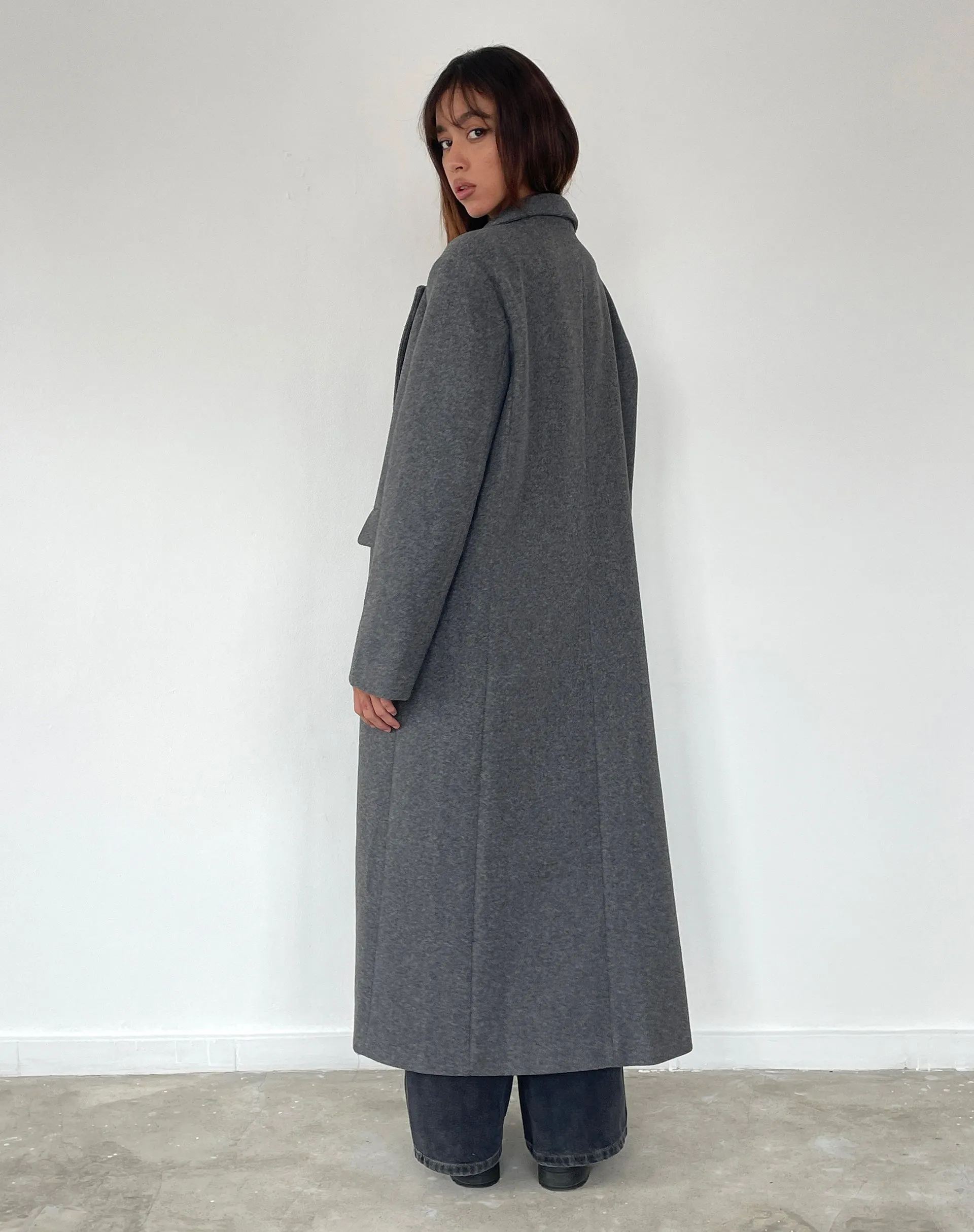 Malati Longline Coat in Charcoal