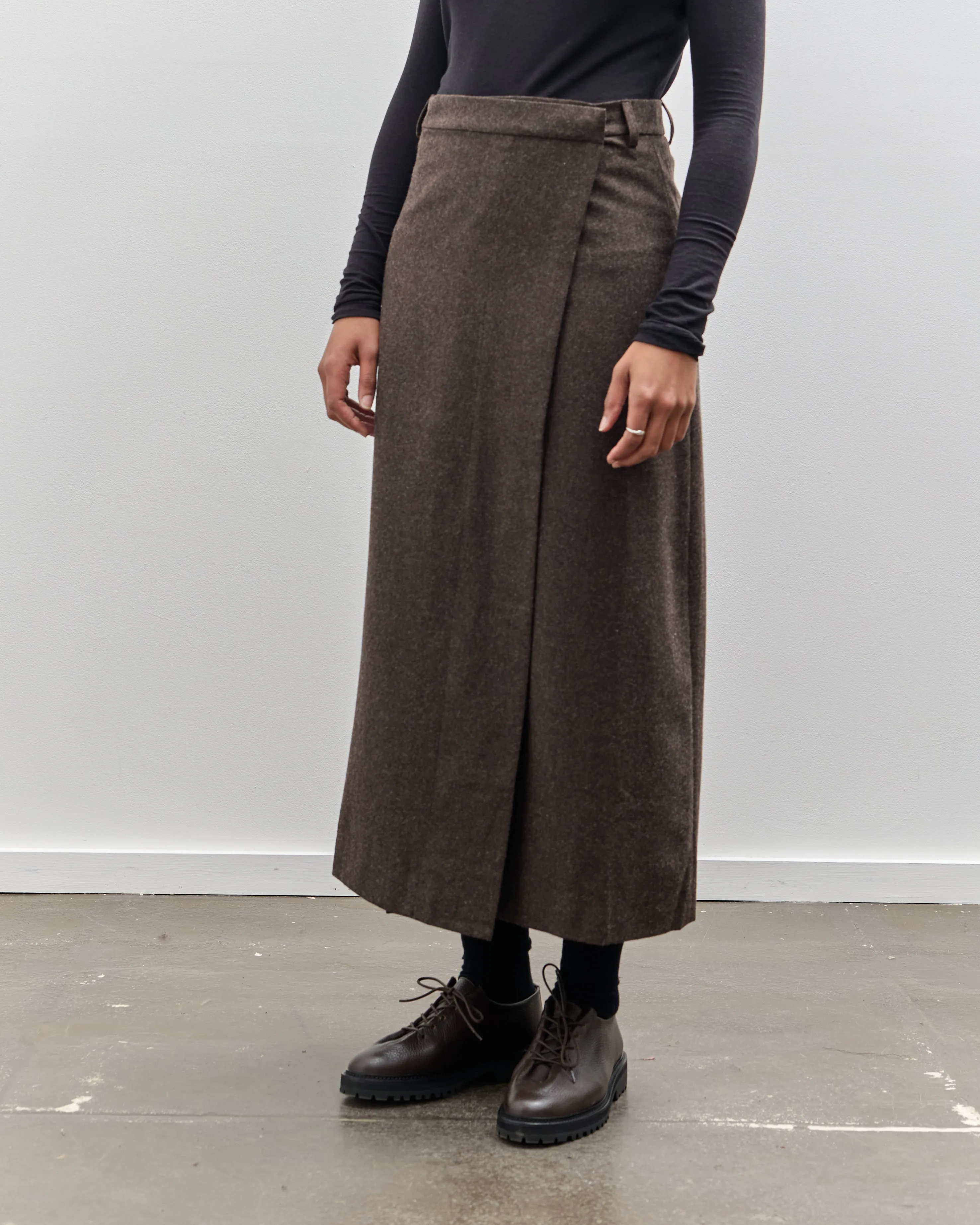 Mijeong Park Wool Blend Maxi Wrap Skirt, Brown