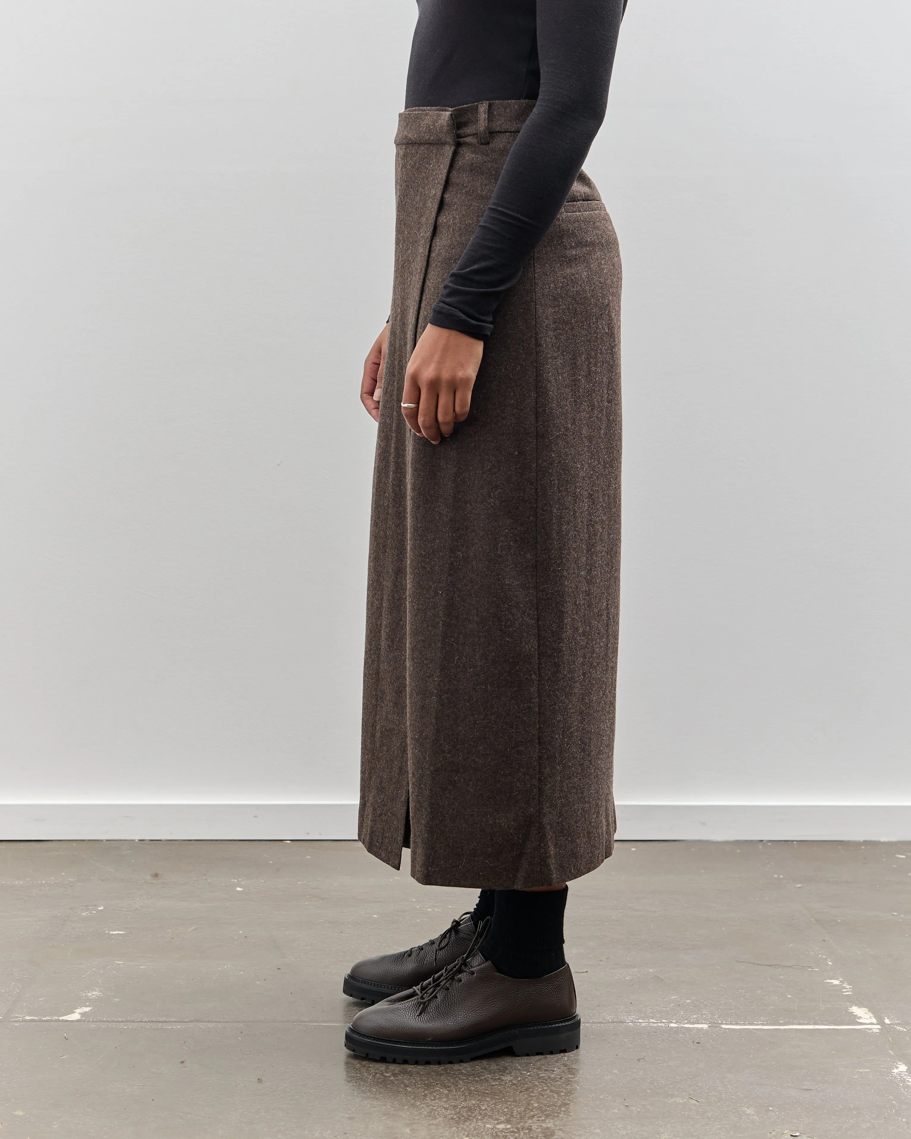 Mijeong Park Wool Blend Maxi Wrap Skirt, Brown