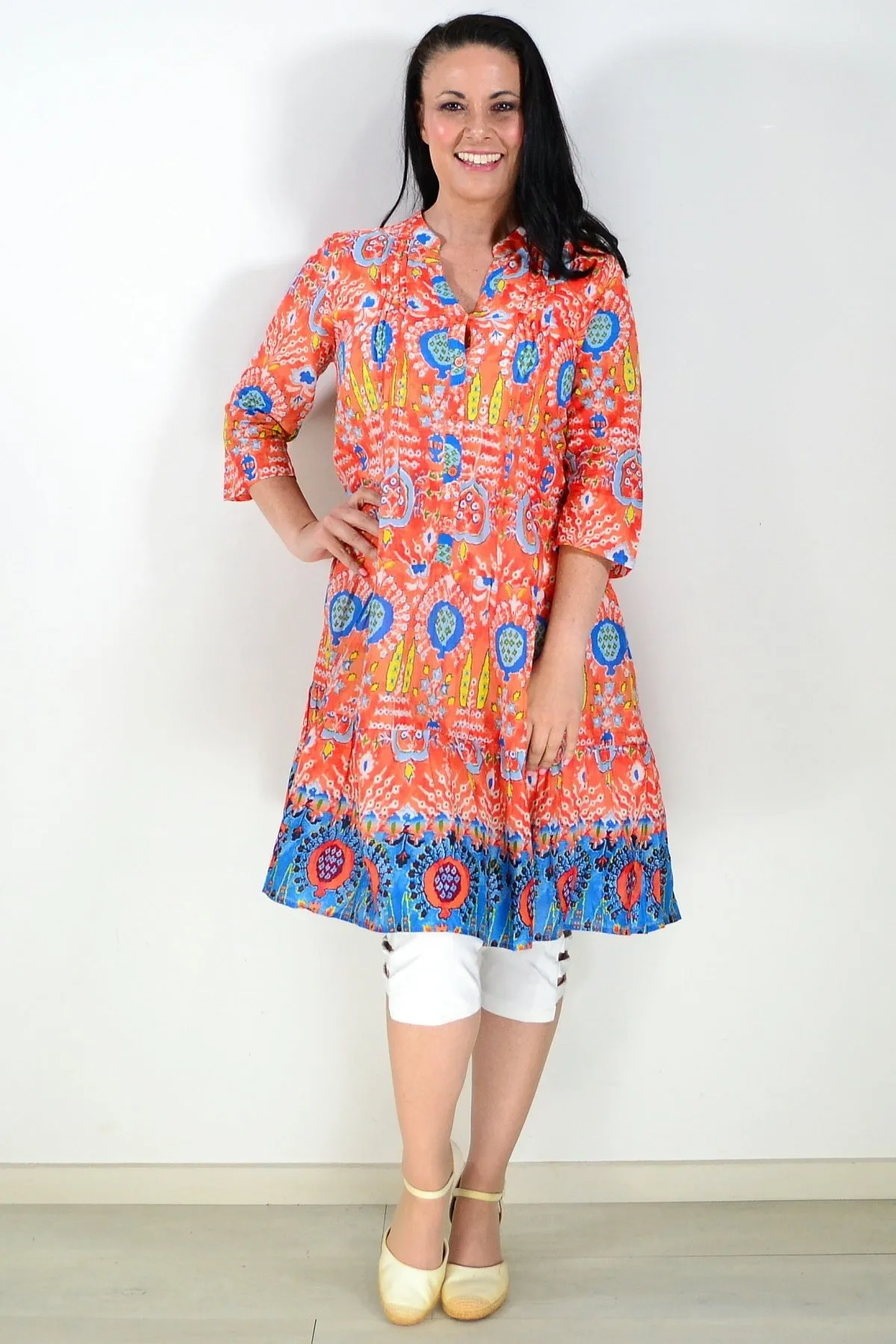 Orange Blue Beth Tunic Dress