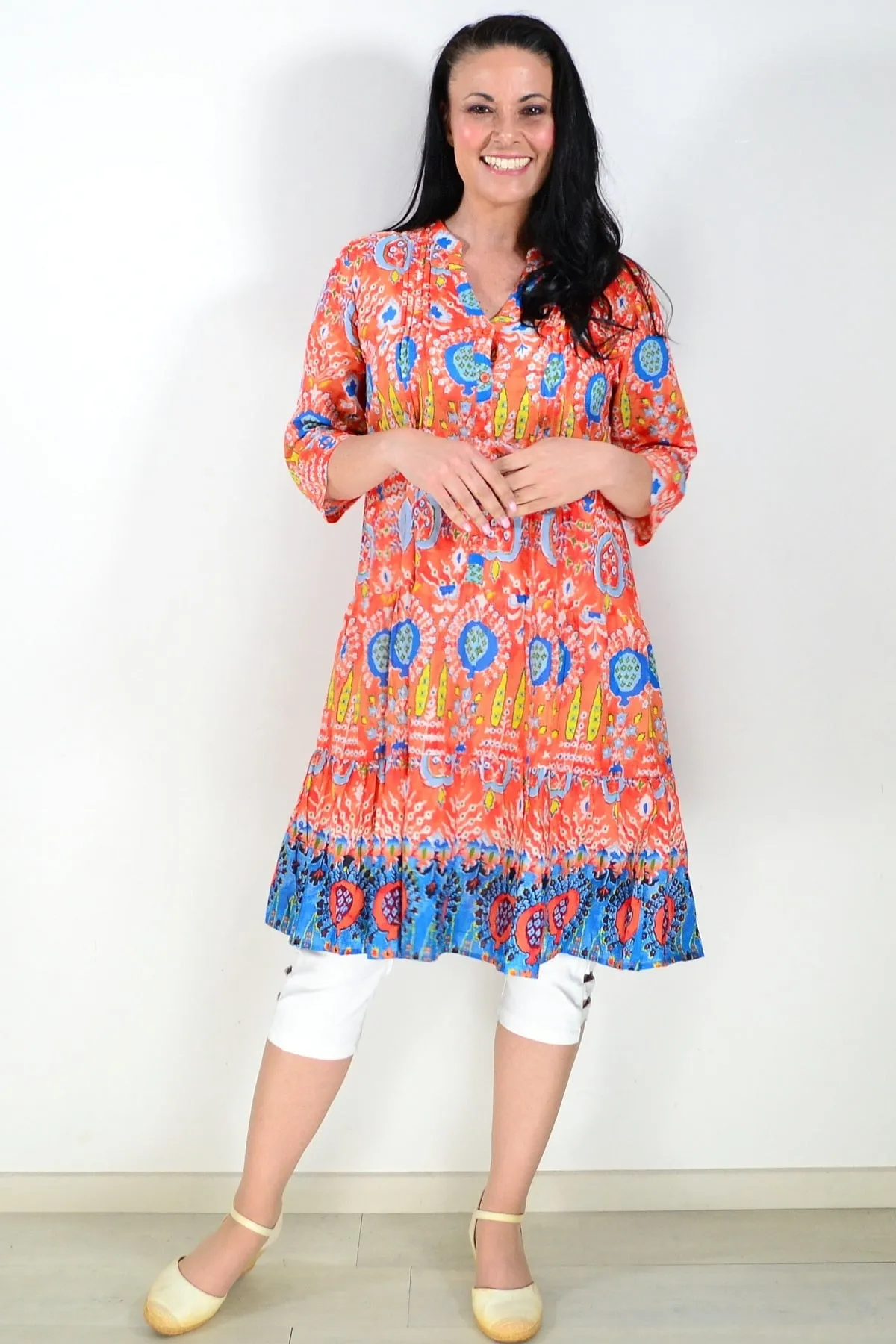 Orange Blue Beth Tunic Dress