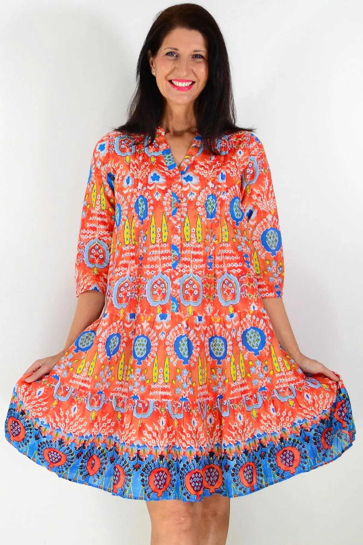 Orange Blue Beth Tunic Dress