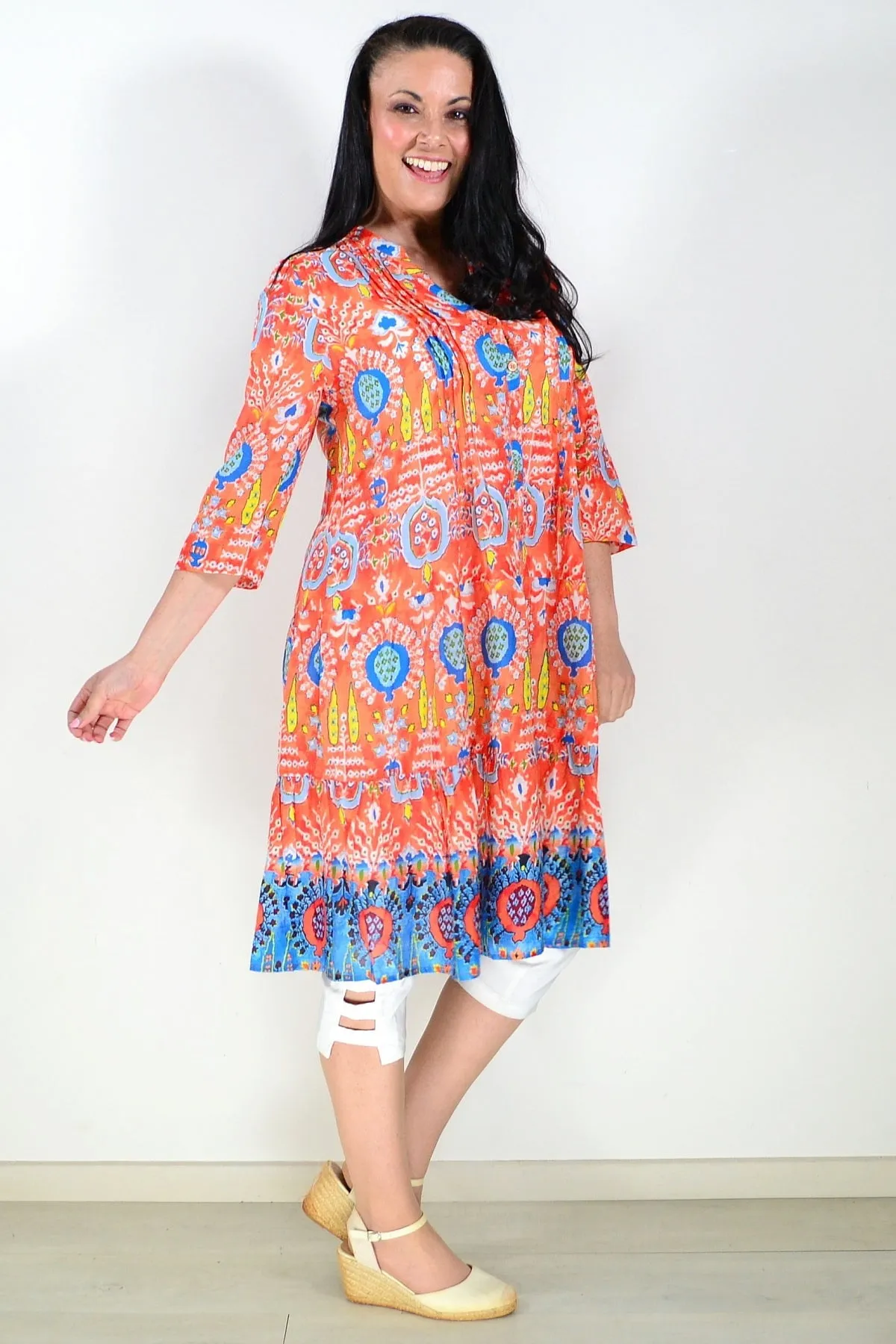 Orange Blue Beth Tunic Dress