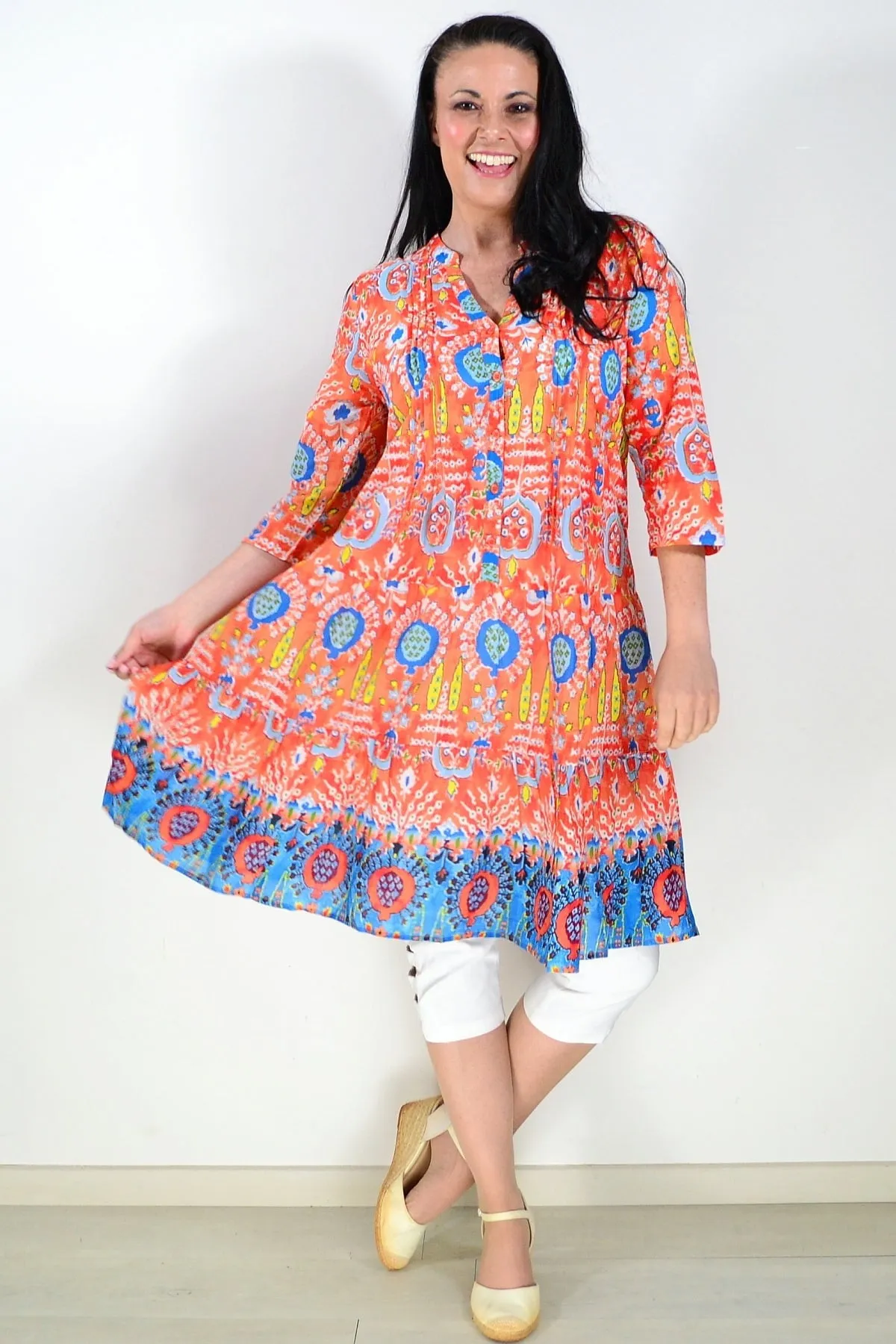 Orange Blue Beth Tunic Dress