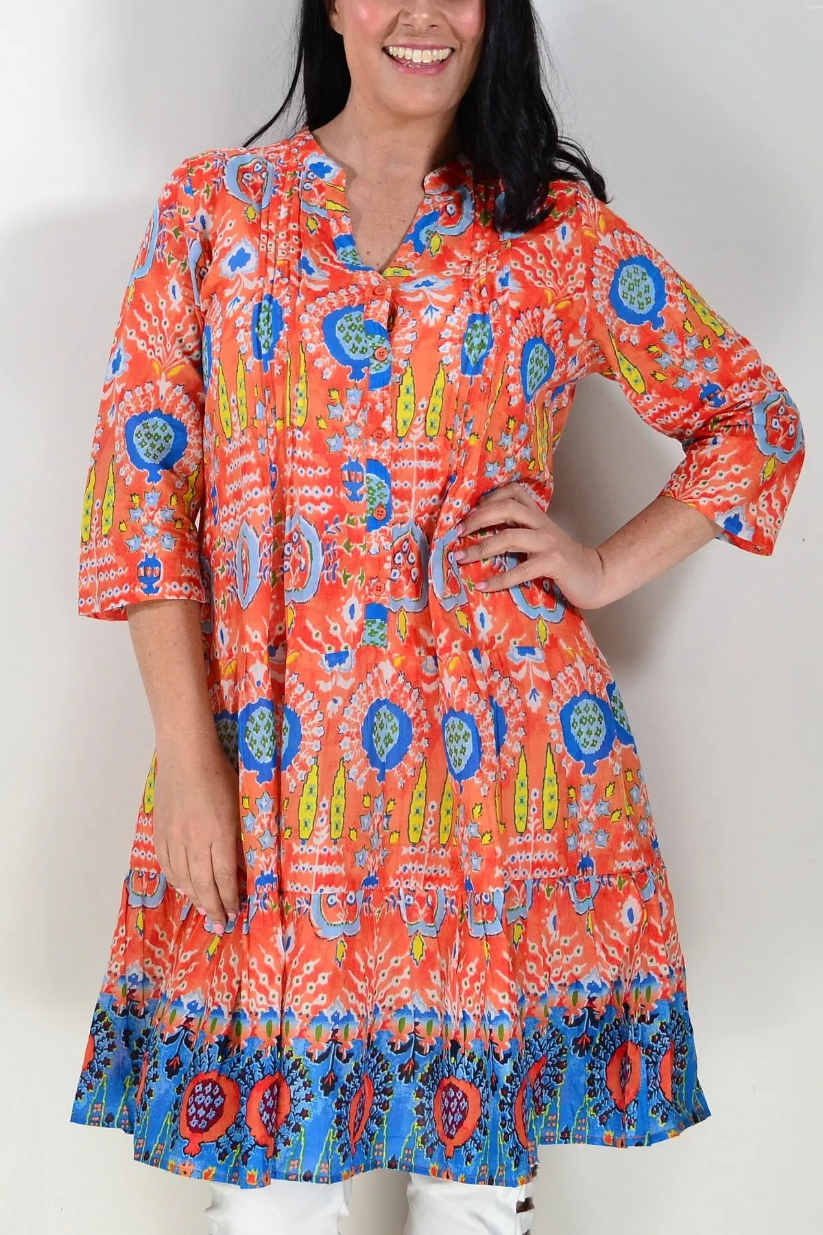 Orange Blue Beth Tunic Dress