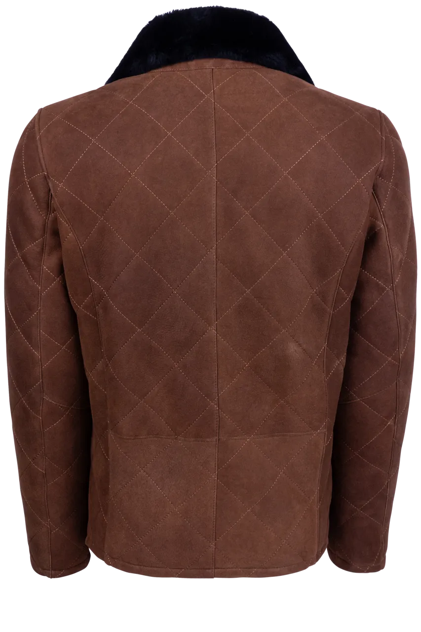 Pinto Ranch Brown Quilt Shearling Jacket