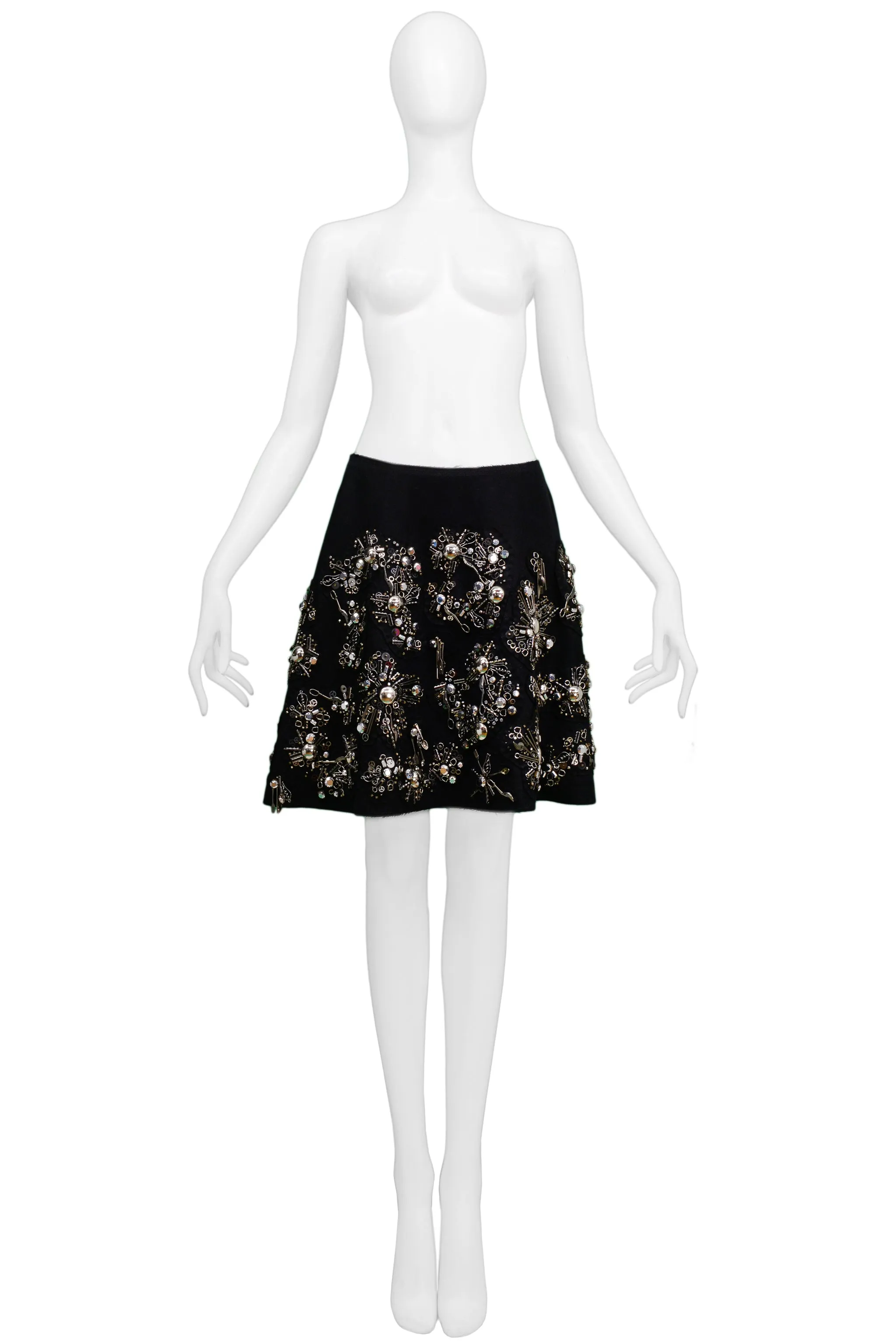 PRADA BLACK WRAP SKIRT WITH SILVERWARE CHARMS 2006