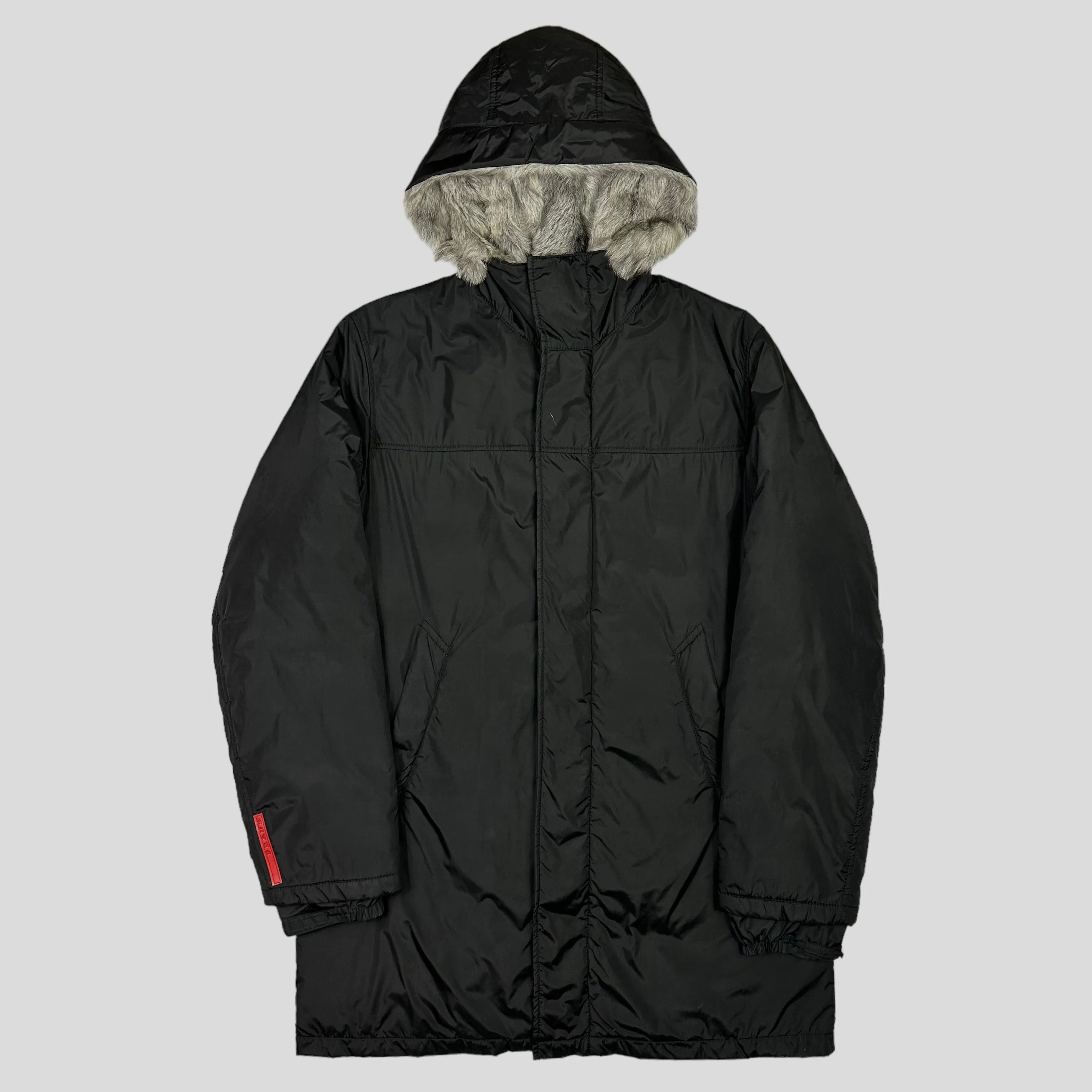 Prada Sport AW00 Goat Fur Nylon Technical Parka - L