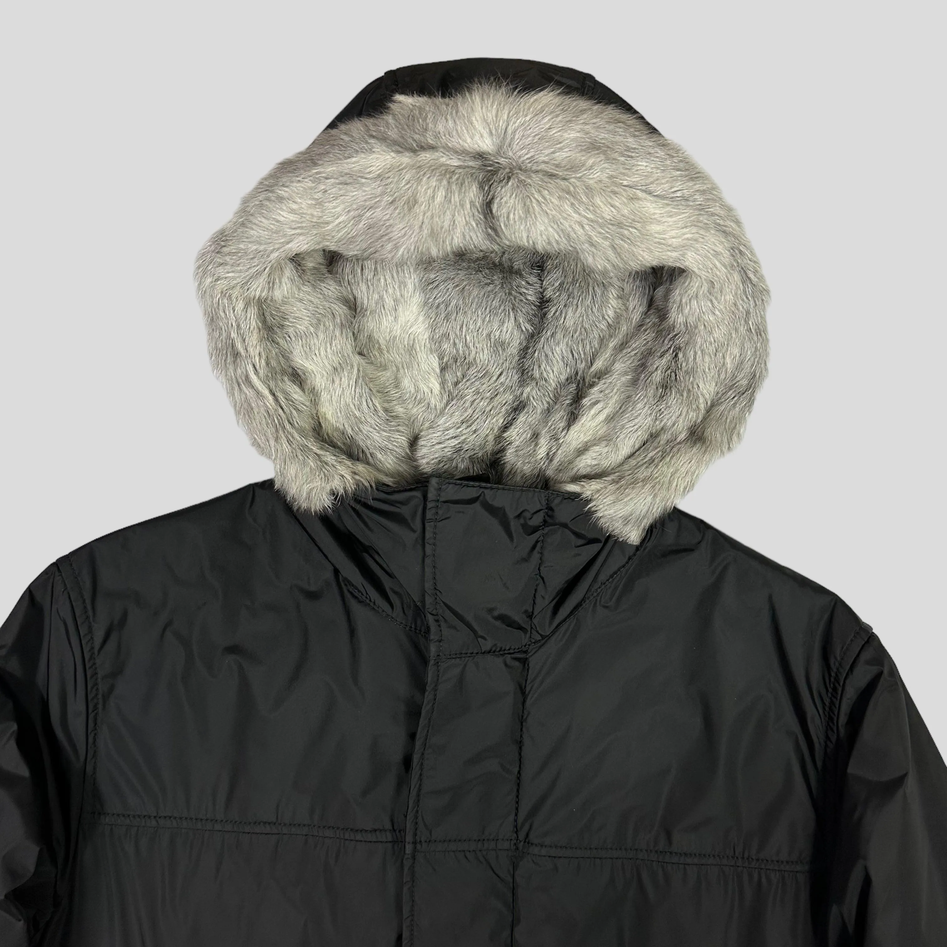 Prada Sport AW00 Goat Fur Nylon Technical Parka - L